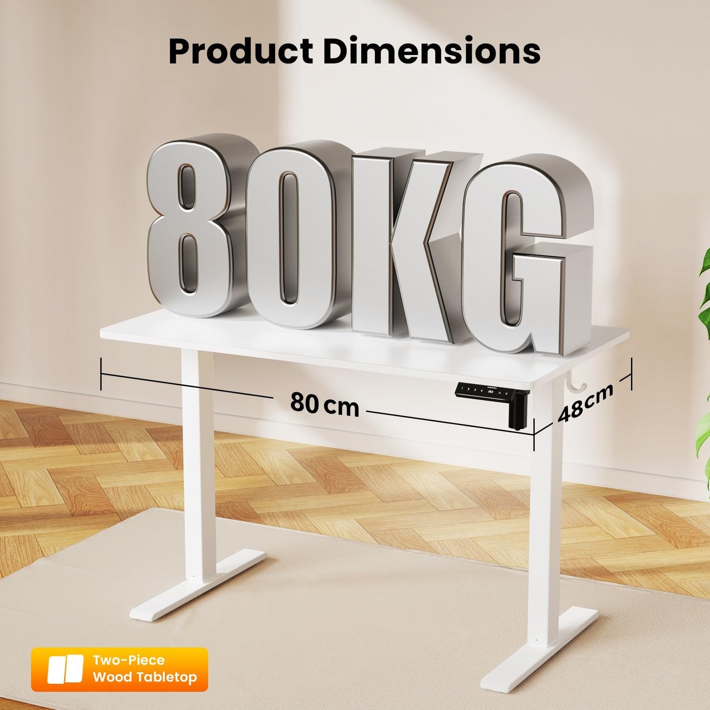 WALKINGDESK Electric Standing Desk, 80 x 60 cm, White
