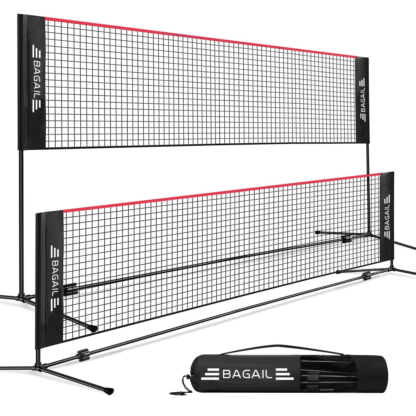 BAGAIL Badminton Net, Foldable Nylon Net, Hieght Adjustable Stand and Portable Carry Bag, Easy to Assemble or Disassemble, Ideal Recreational Sports