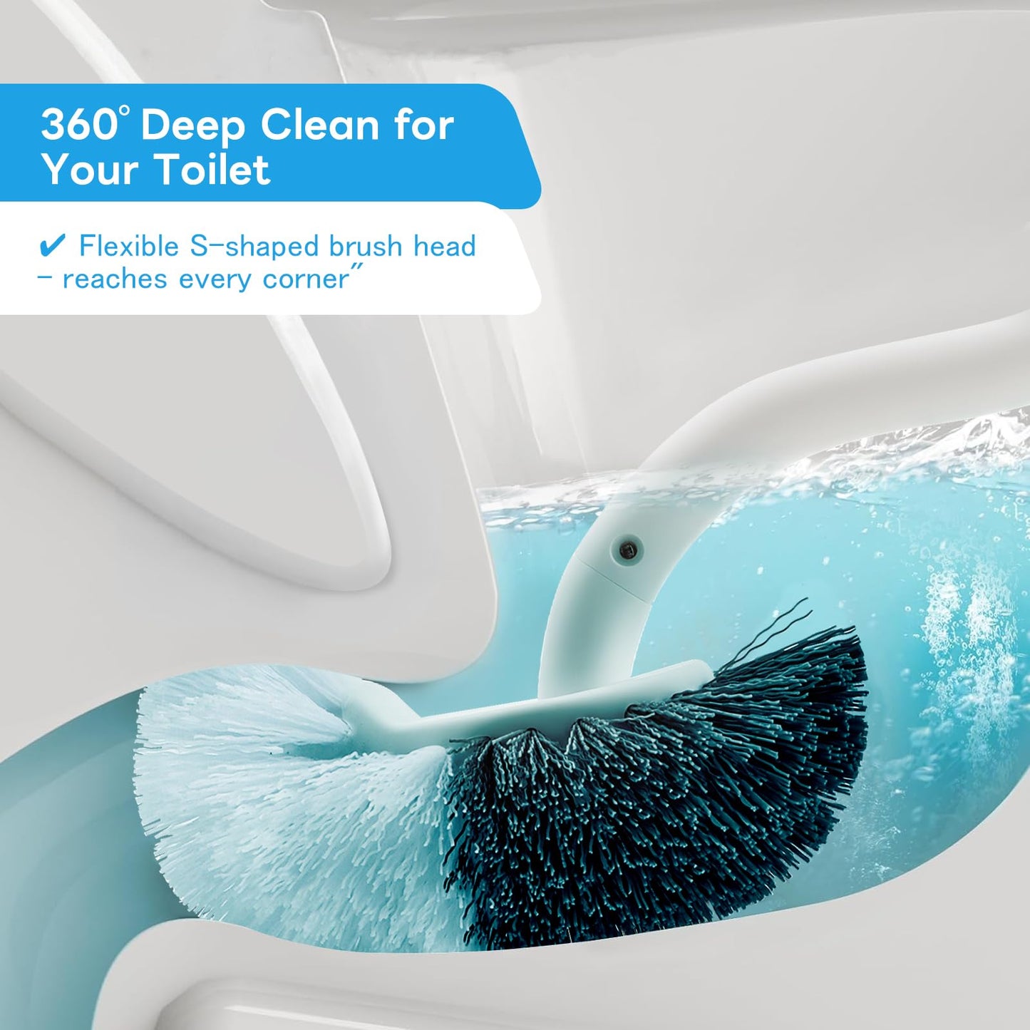 Topsky Toilet Brush and Holder Set, Curved, Replacement Heads White