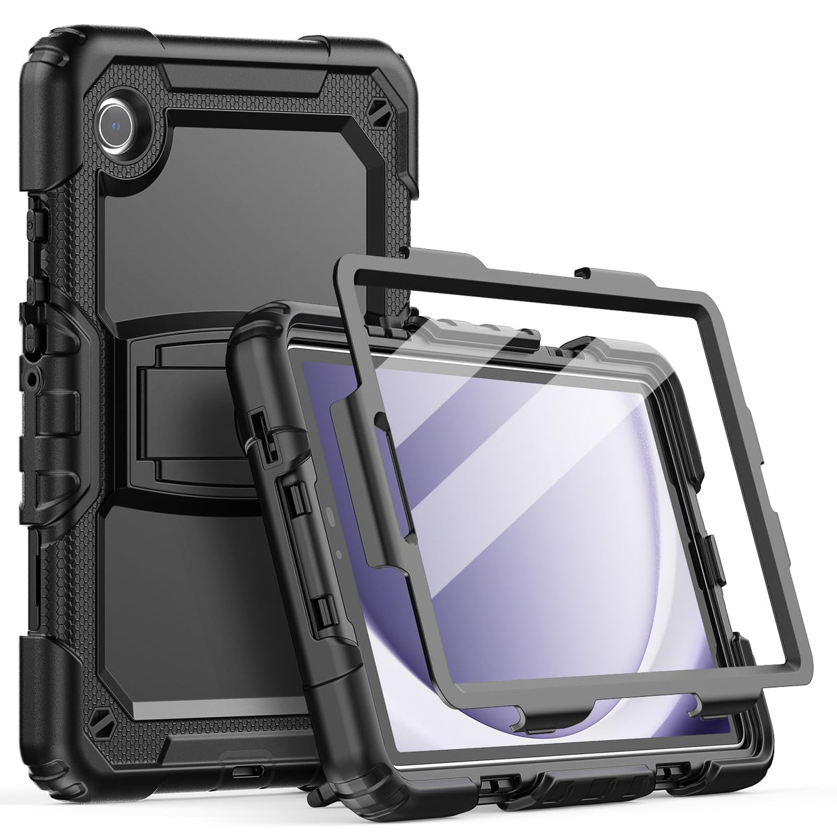SEYMCY Case for Samsung Galaxy Tab A9 8.7 Inch 2023(SM-X110/X115/X117), Full-body Shockproof with Screen Protector, Folding Stand for Samsung A9