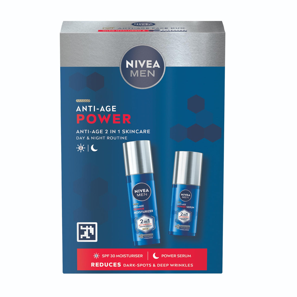 NIVEA MEN Anti-Age Power Gift Set (2 Products) - Men's Gift Set - Anti-Wrinkle Skincare Duo includes Face Moisturising Day Cream and Dark Spot