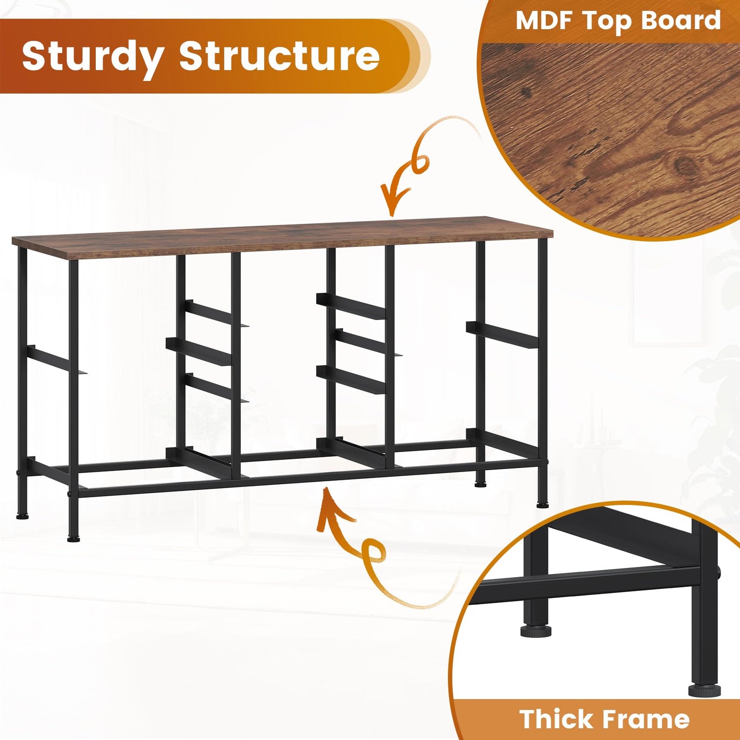 GoaHi Chest of Drawers, Small Dressers with Metal Frame and MDF Wooden Top Board, Adjustable Feet, Anti-Tip Safety