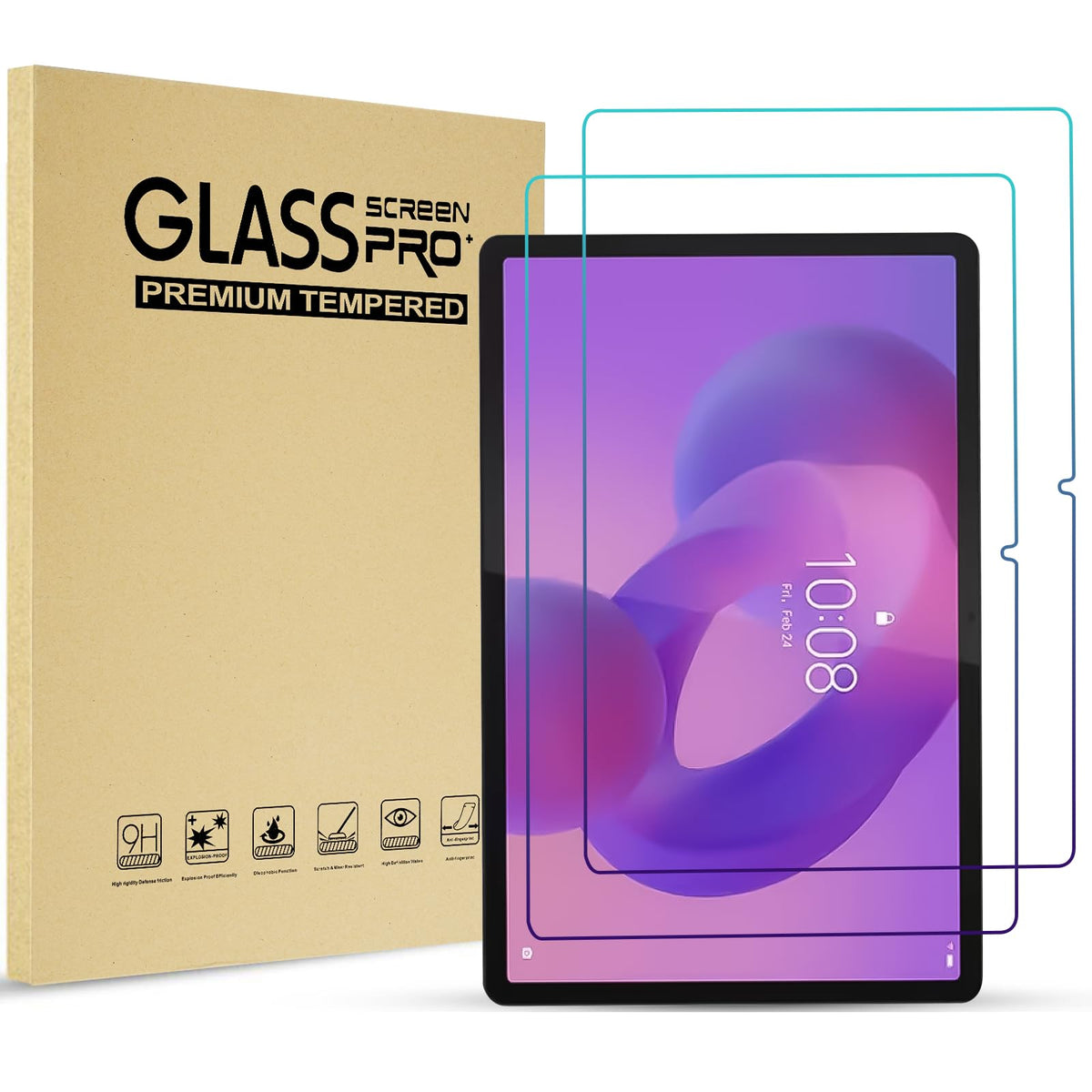ProCase 2 Pack Screen Protector for 12.7" Lenovo Idea Tab Pro 2025/Yoga Tab Plus 2025/Tab P12 2023, Tempered Glass Film Guard for 12.7" Lenovo Idea
