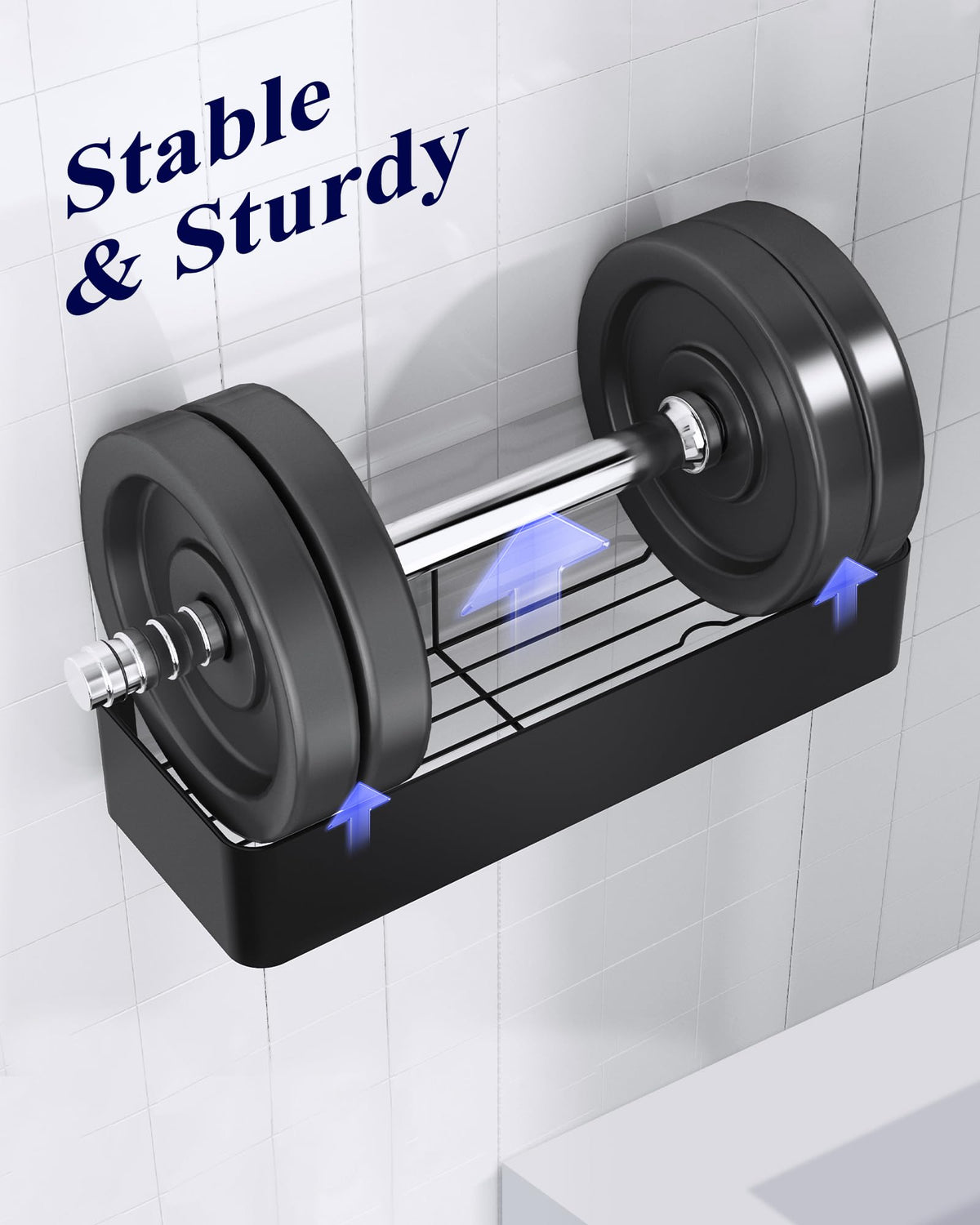 Kitsure Shower Caddy Adhesive, Quick-Dry Bathroom Organizer, Large, Black