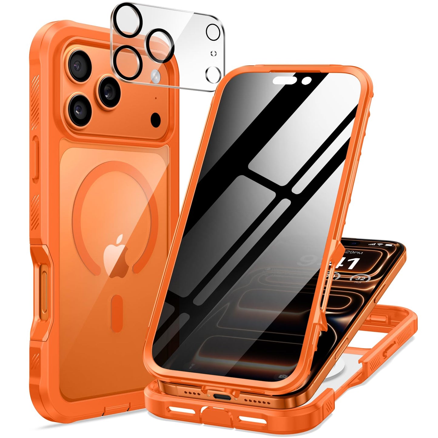 seacosmo Magnetic for iPhone 17 Pro Max Privacy Case, Fit for Magsafe [Built-in Tempered Glass Screen Protector + Camera Protection] Full Body