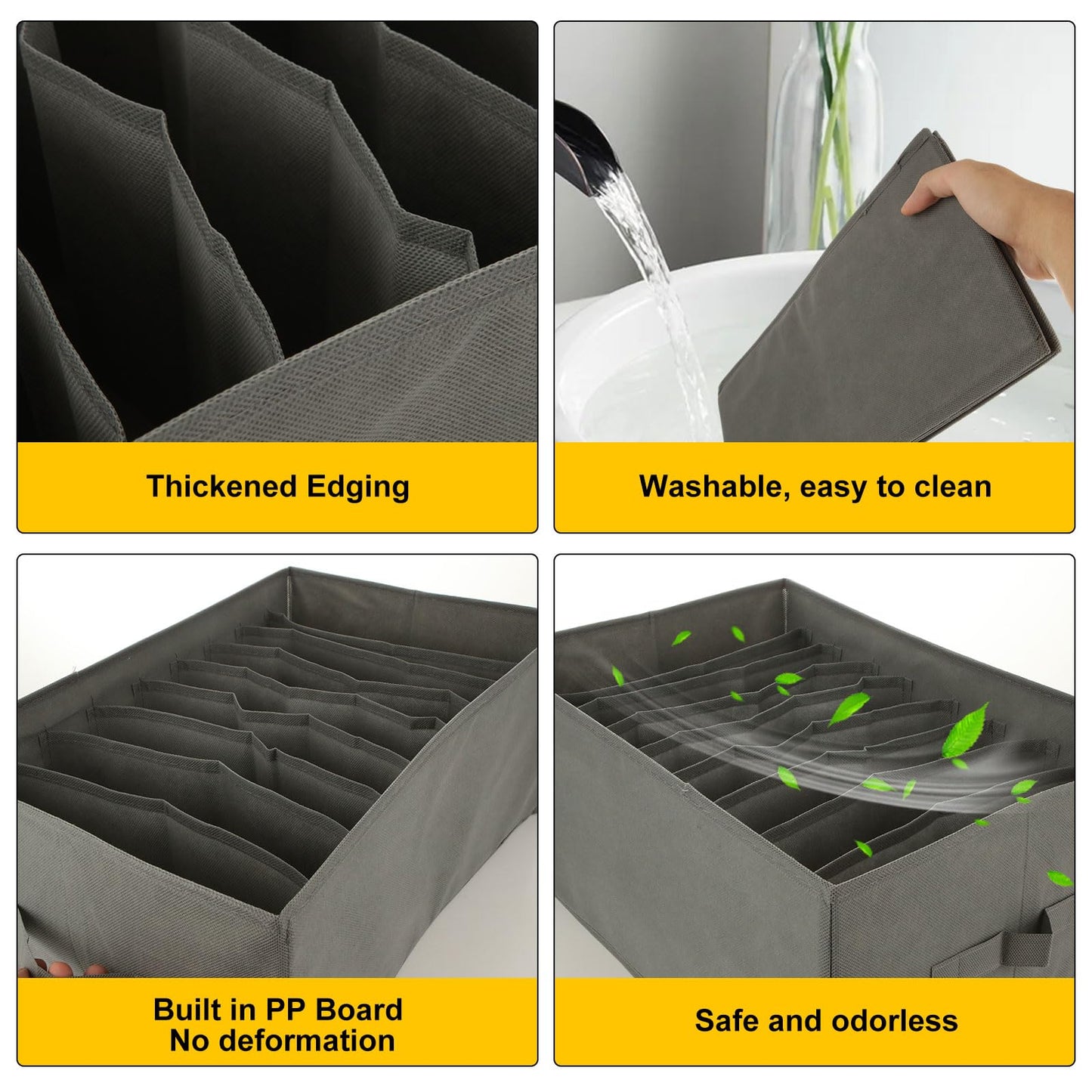 YOUNTHYE 4PCS Wardrobe Storage Organiser, 9 Grids Clothes Storage Organiser Drawers