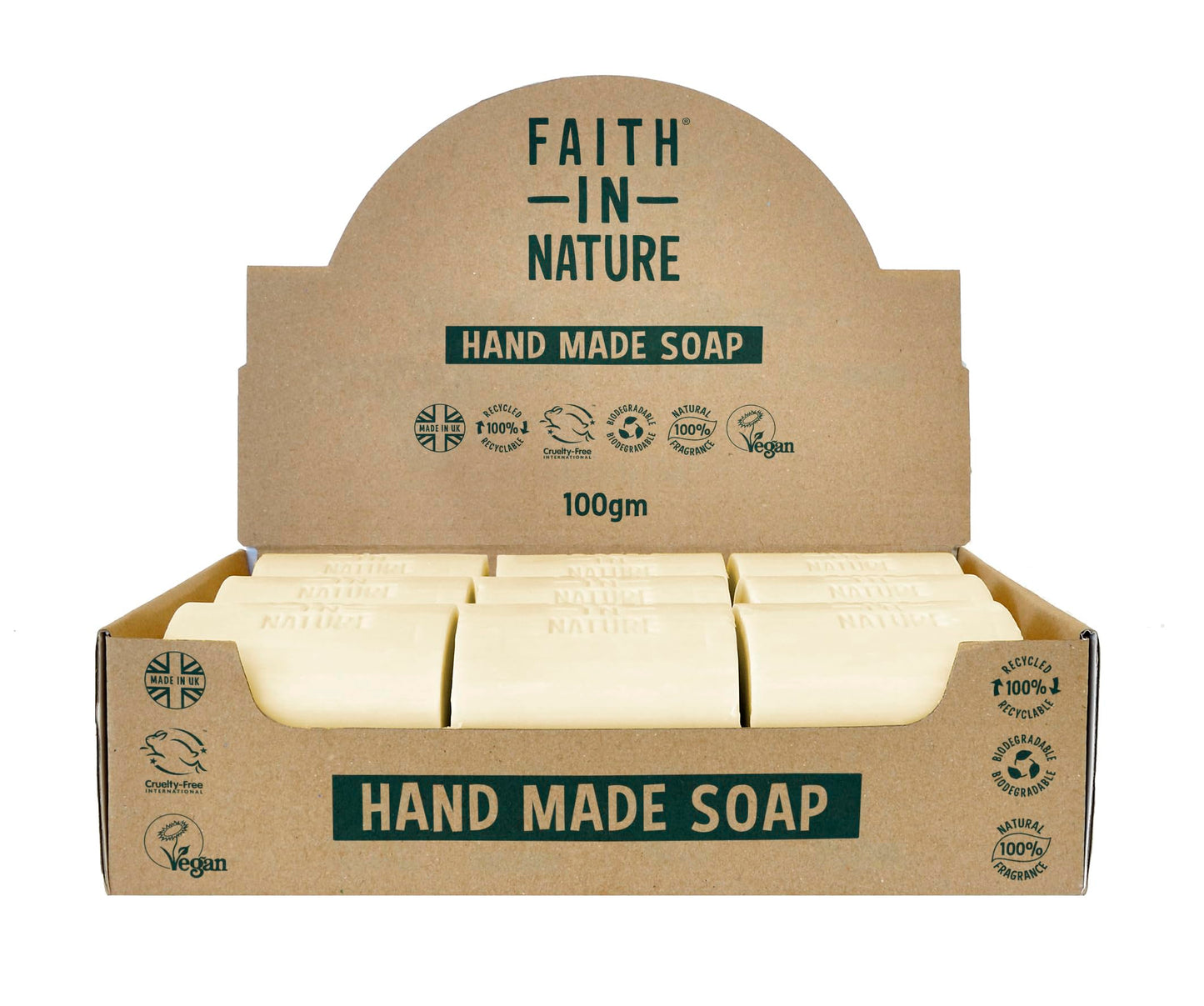 Faith In Nature Natural Grapefruit Hand Soap Bar Box Set, Invigorating, Vegan & Cruelty Free, No SLS or Parabens, 18 x 100g