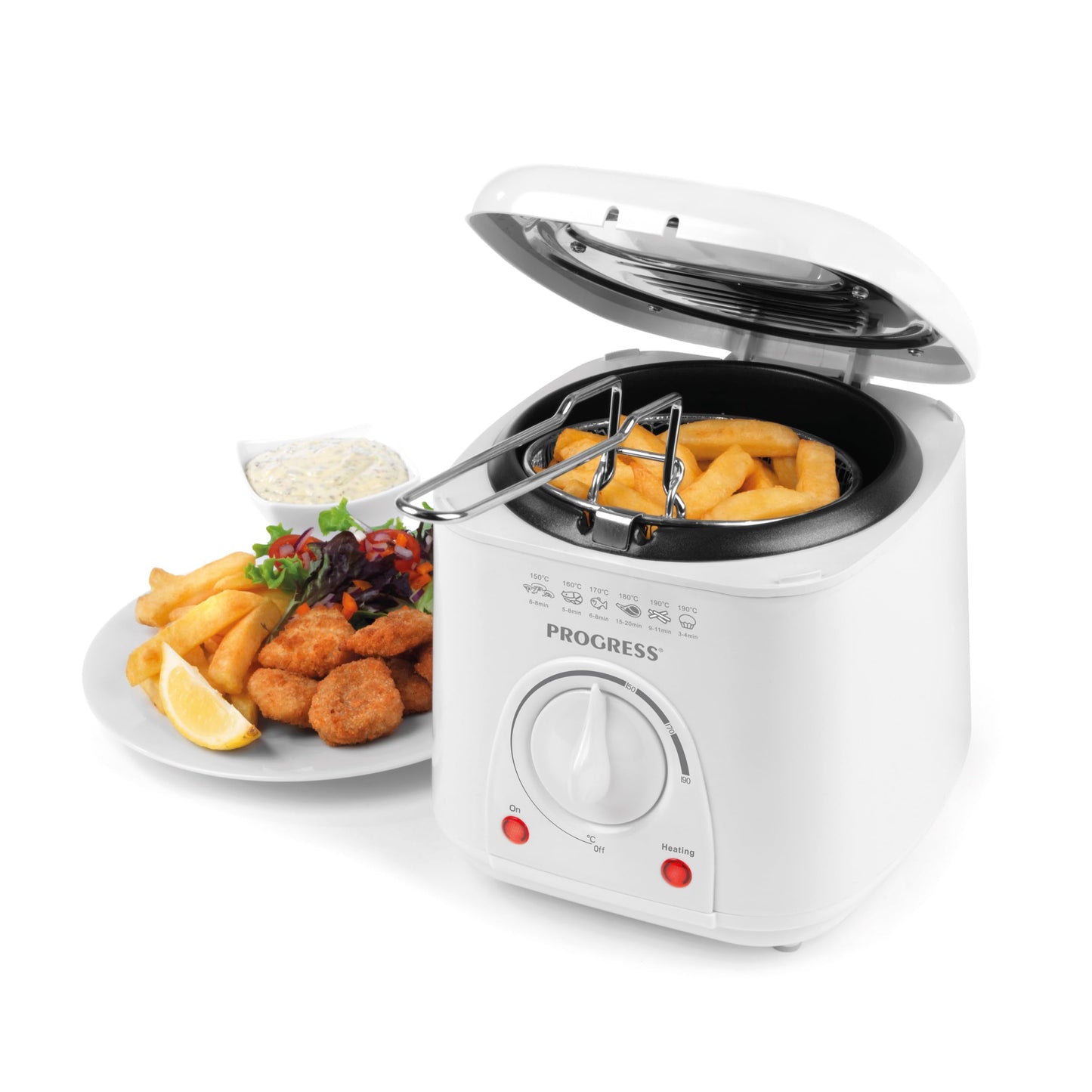 Progress EK2969P Electric 1L Mini Deep Fat Fryer - Removable Cooking Basket, Easy Clean, Non-Slip, Variable Temperature Control To 190?, Non-Stick Oil