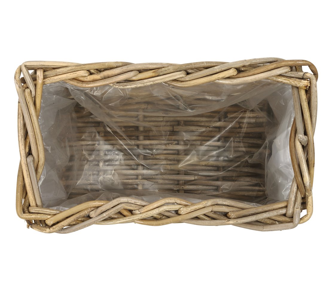 Dehner Plant Pot, Rattan, Grey/Brown, 40 x 23 x 20 cm