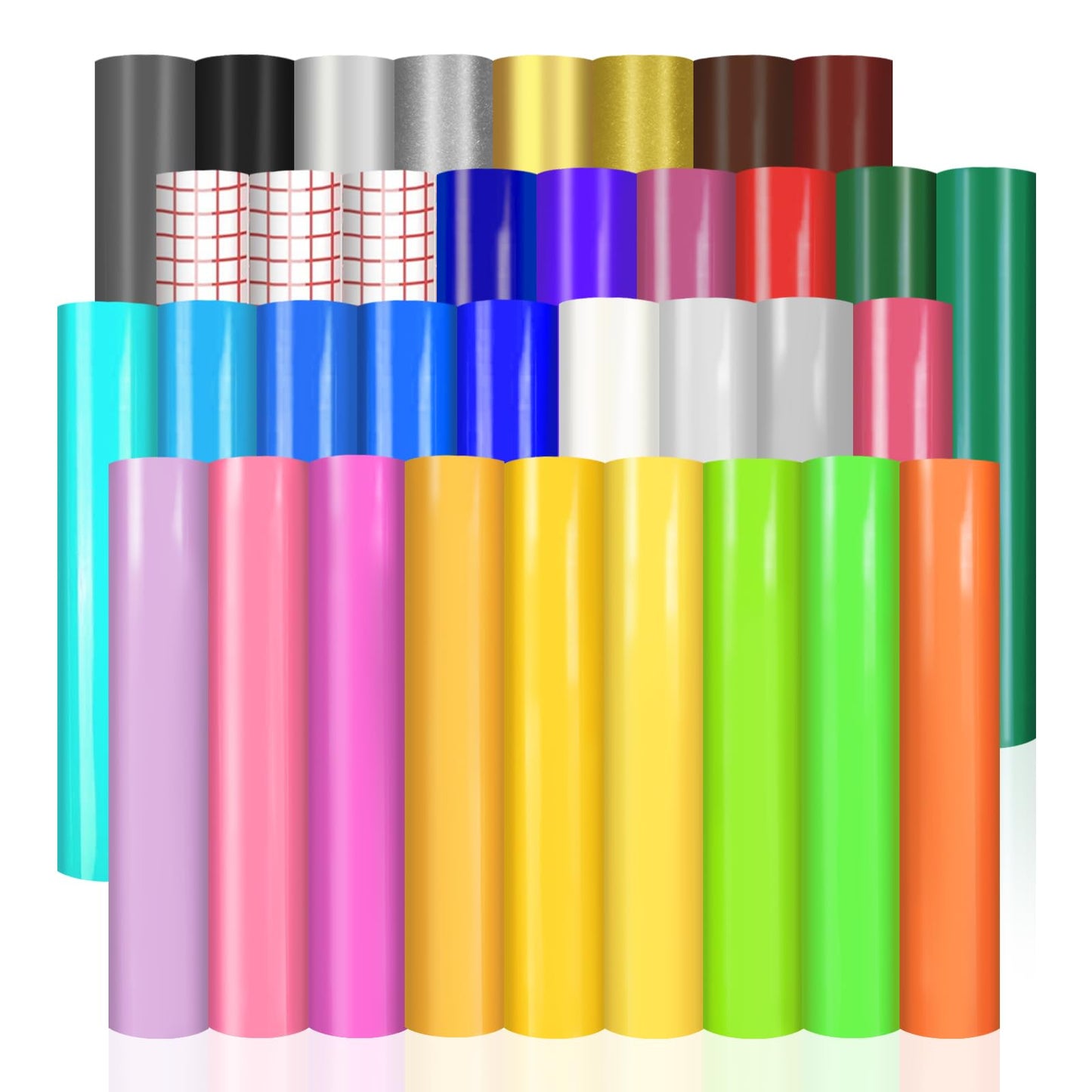 Permanent Adhesive Vinyl Bundle 35 Pack: Permanent Vinyl for Cricut, 12" ? 12" Self Adhesive Vinyl Sheets Include 3 Transfer Tape for Most Cutting
