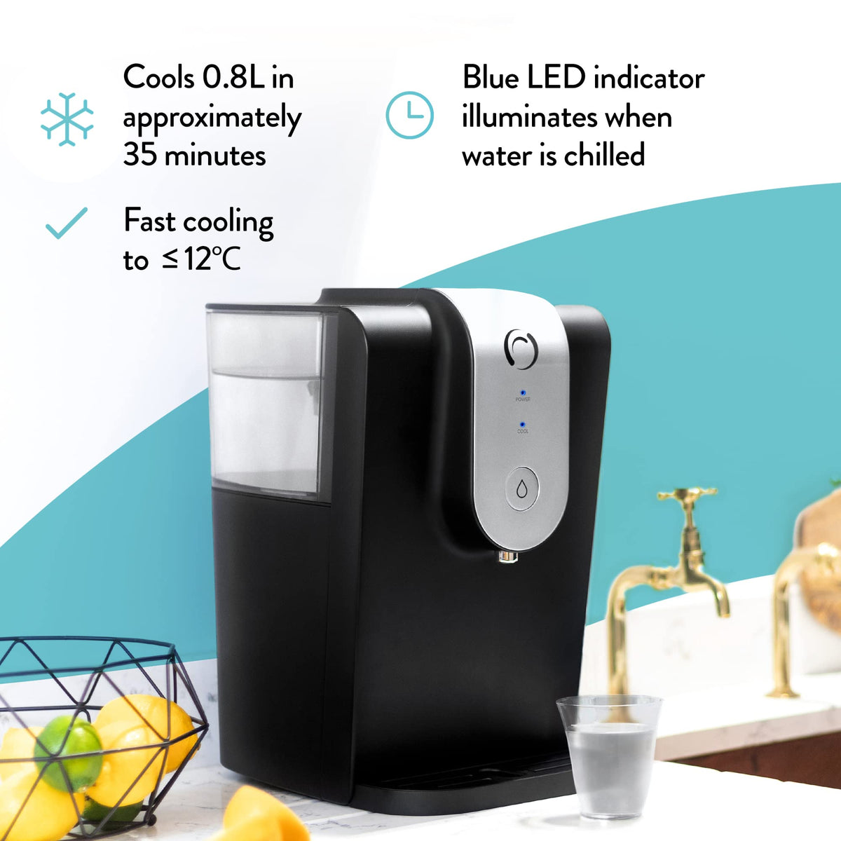 Aqua Optima Lumi Chilled Filtered Water Dispenser  8.2L Total Capacity & 1 x 30 Day Evolve+ Water Filter Catridge for Reduction Of Microplastics,