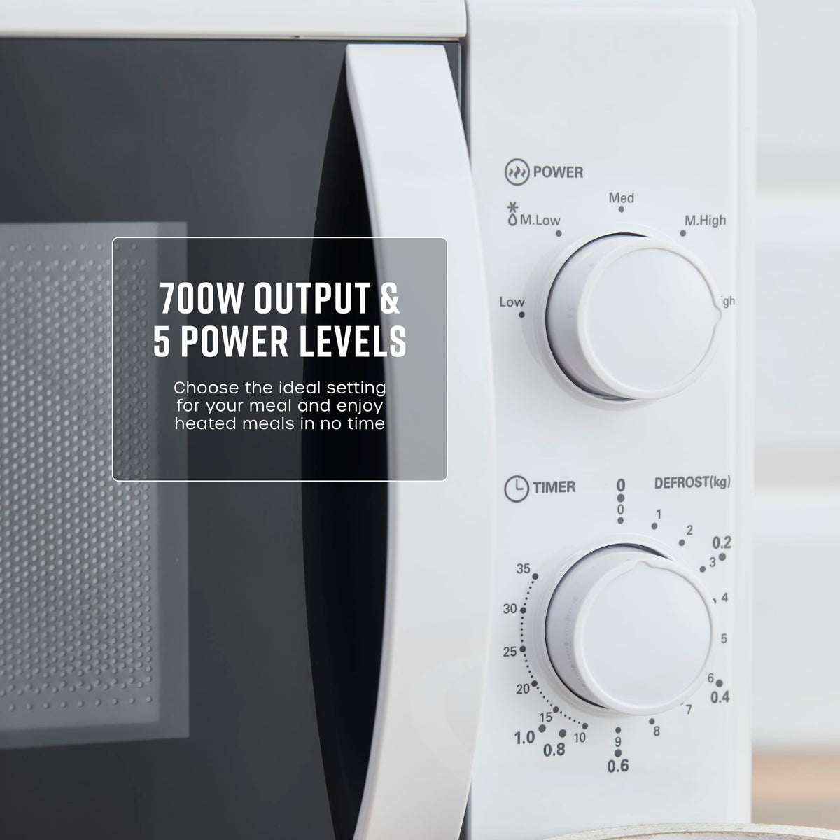Swan SM4420WHT Manual Microwave with 5 Power Levels, 35 Minute Timer, 700W, 20L, White