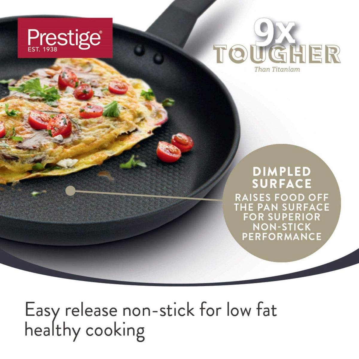 Prestige - 9x Tougher - 3 Piece Saucepan Set - Durable Cookware - Superior Dimpled Non-Stick - Induction Suitable - Dishwasher and Oven Safe - Glass