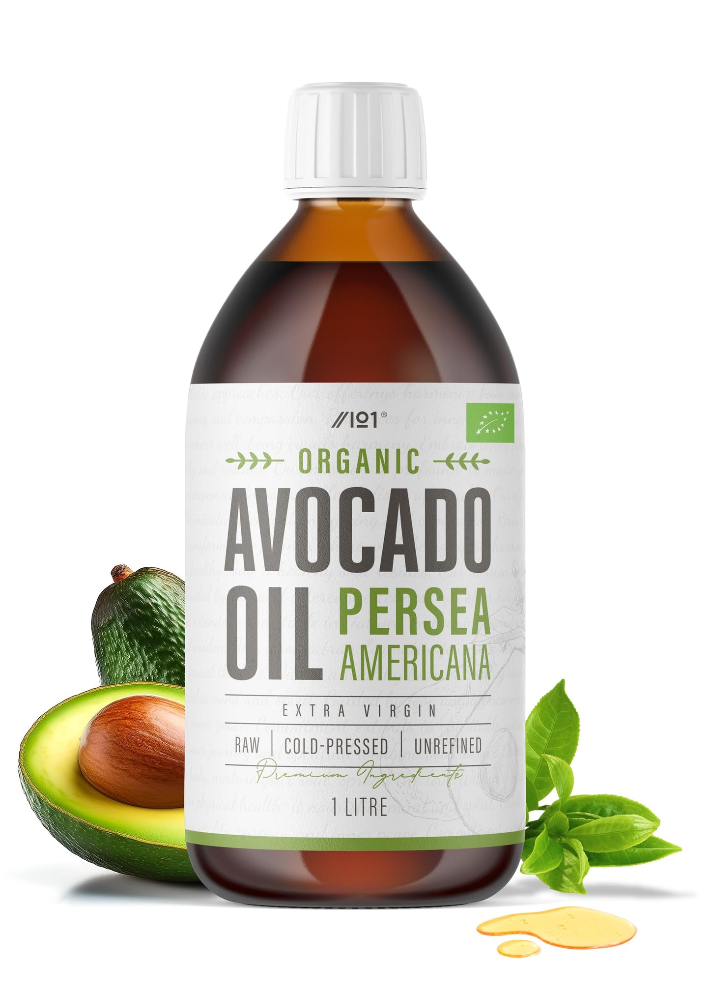 Organic Avocado Oil 1 Litre - Extra Virgin & Cold Pressed Premium Avocado Oil ~ Sustainably Sourced ~ for Keto, Paleo & Vegan Diets ~ By Alpha01