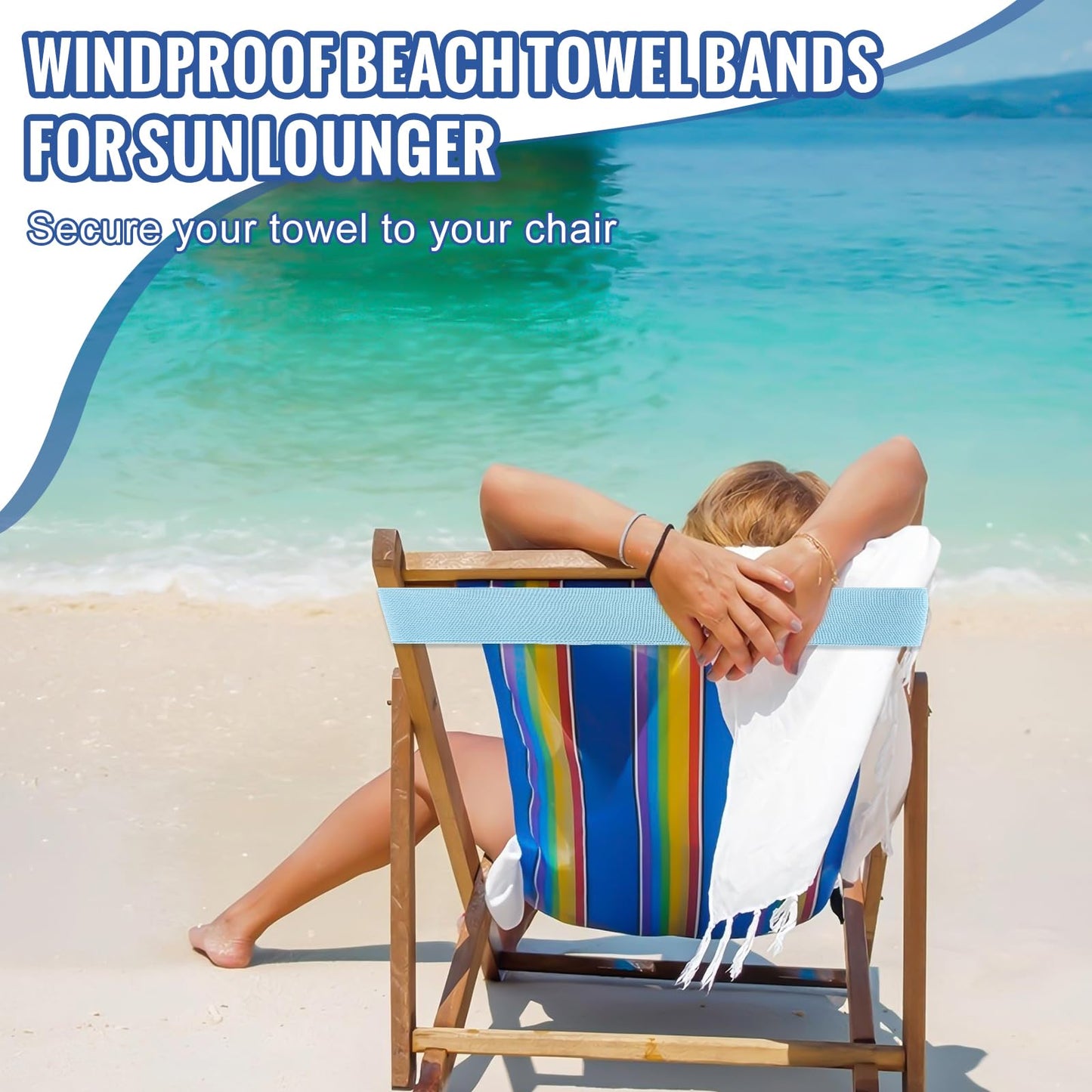 4 Pack Towel Bands for sun Loungers,Elastic Bands for Sunbed Towel, Windproof Towel Bands, Better Towel Chair Clips Beach Towel Holder for Chair