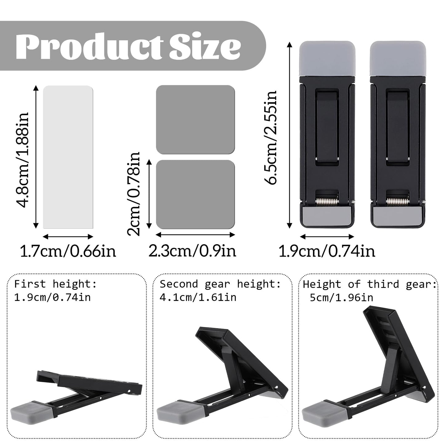 2 Pcs Portable Keyboard Riser, Three Tilt Angle Adjustable Foldable Invisible Laptop Riser, Zinc Alloy Mini Laptop Stand