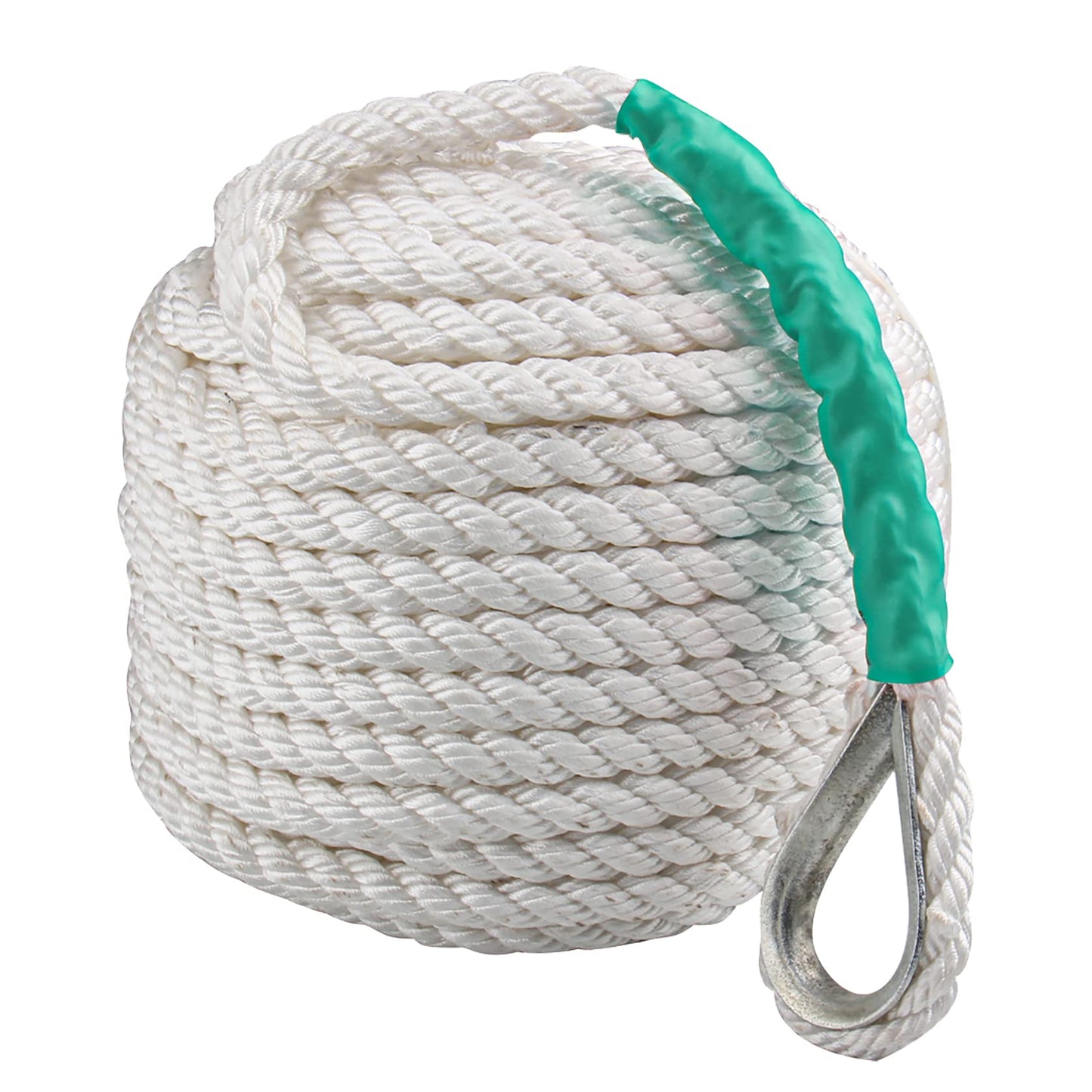 CarBole Nylon Mooring Rope, Multi-functional Dock Line Rope 12mm*61m for Survival | Boating | Sports | Camping | Sailing | Hiking (White) (5850LB)