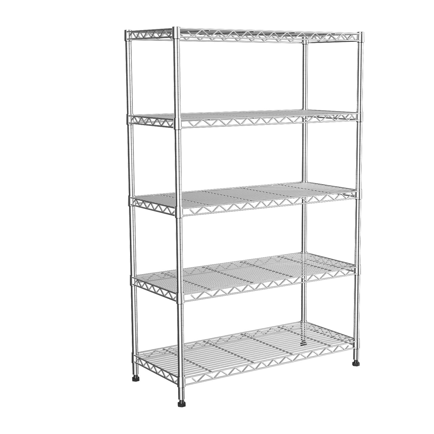 VANZBON 5-Tier Adjustable Wire Shelving Rack with Wheels for Garage Kitchen