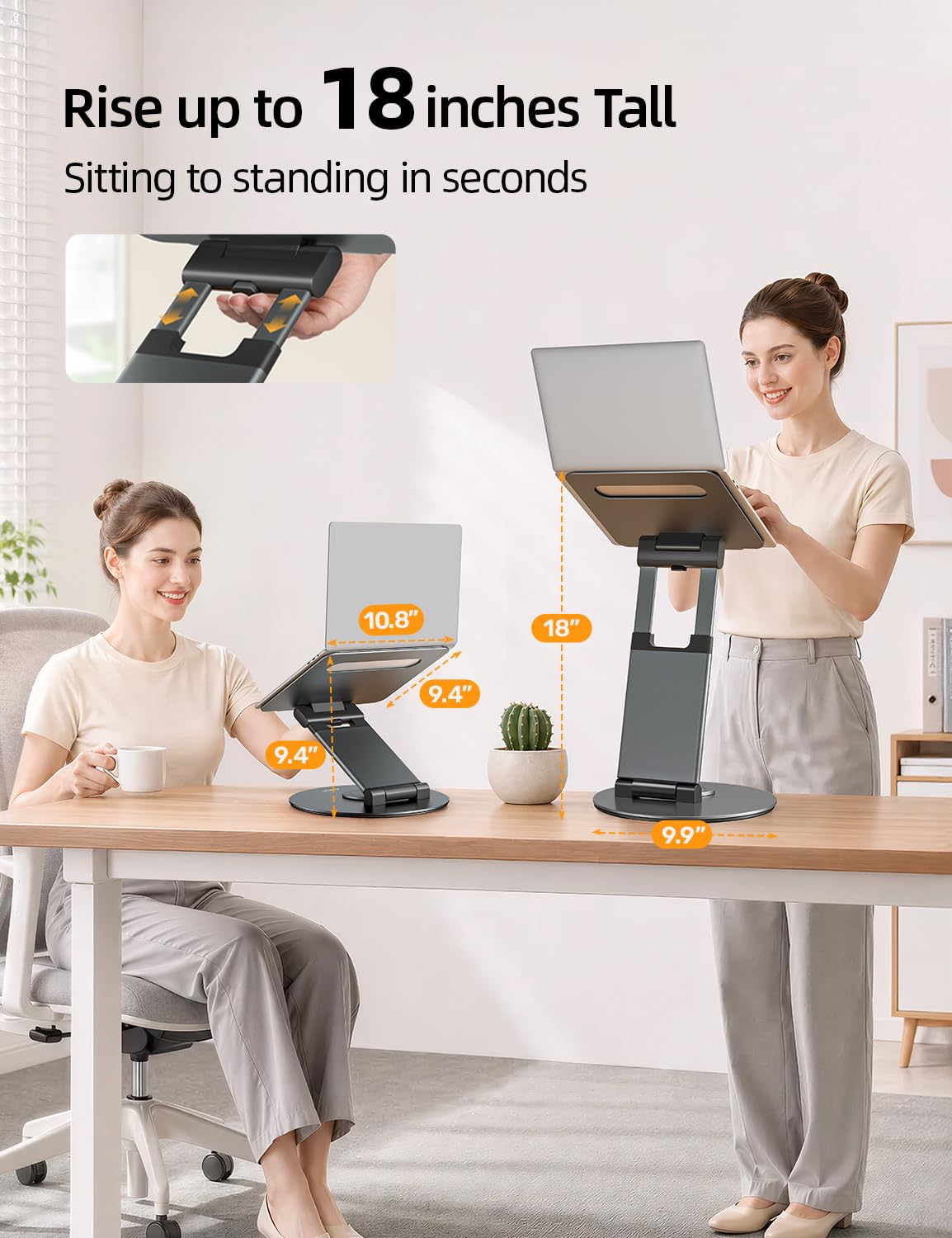 Nulaxy Telescopic 360 Rotating Laptop Stand for Desk Adjustable Height Swivel Pull Out Design Laptop Riser Holder Computer Stand Compatible with All
