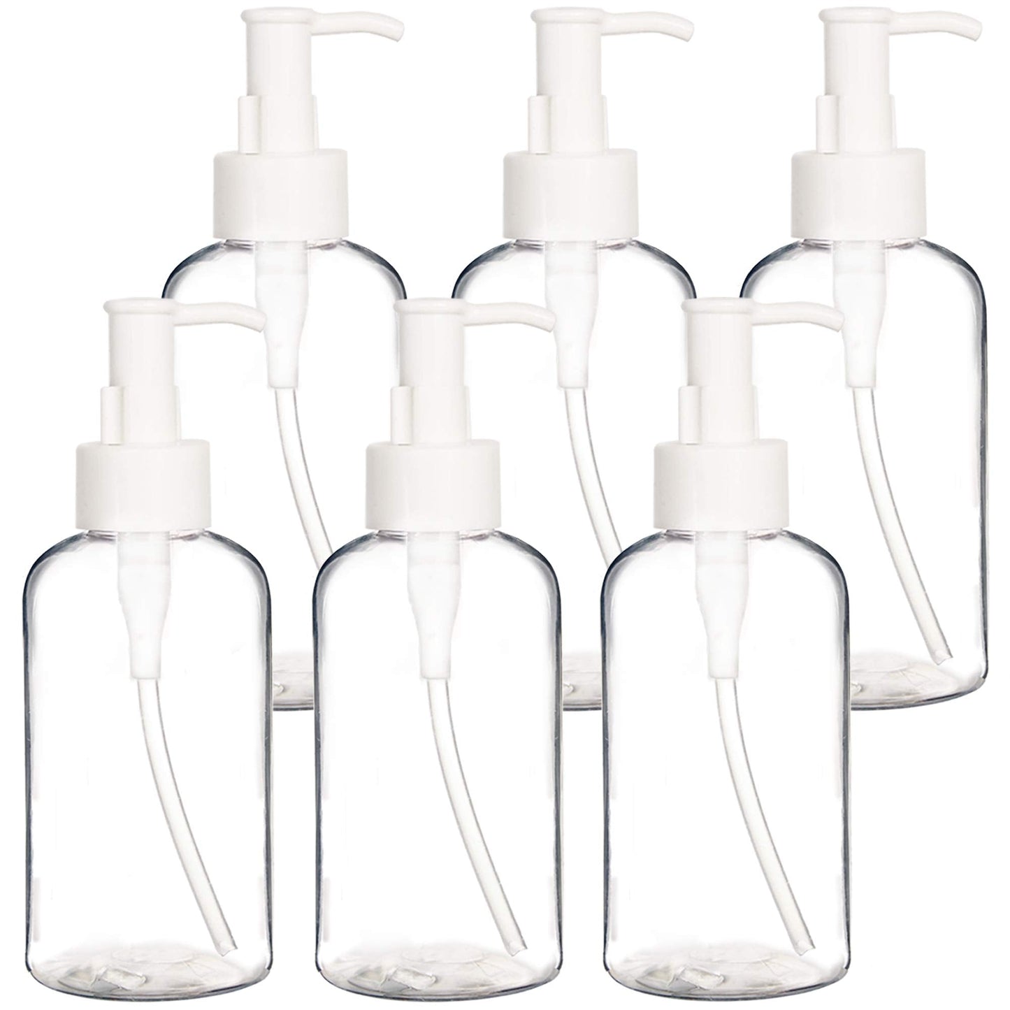 Youngever 6 Pack Re-usable 250ml Plastic Pump Bottles, Refillable Plastic Pump Bottles with Travel Lock (Clear)