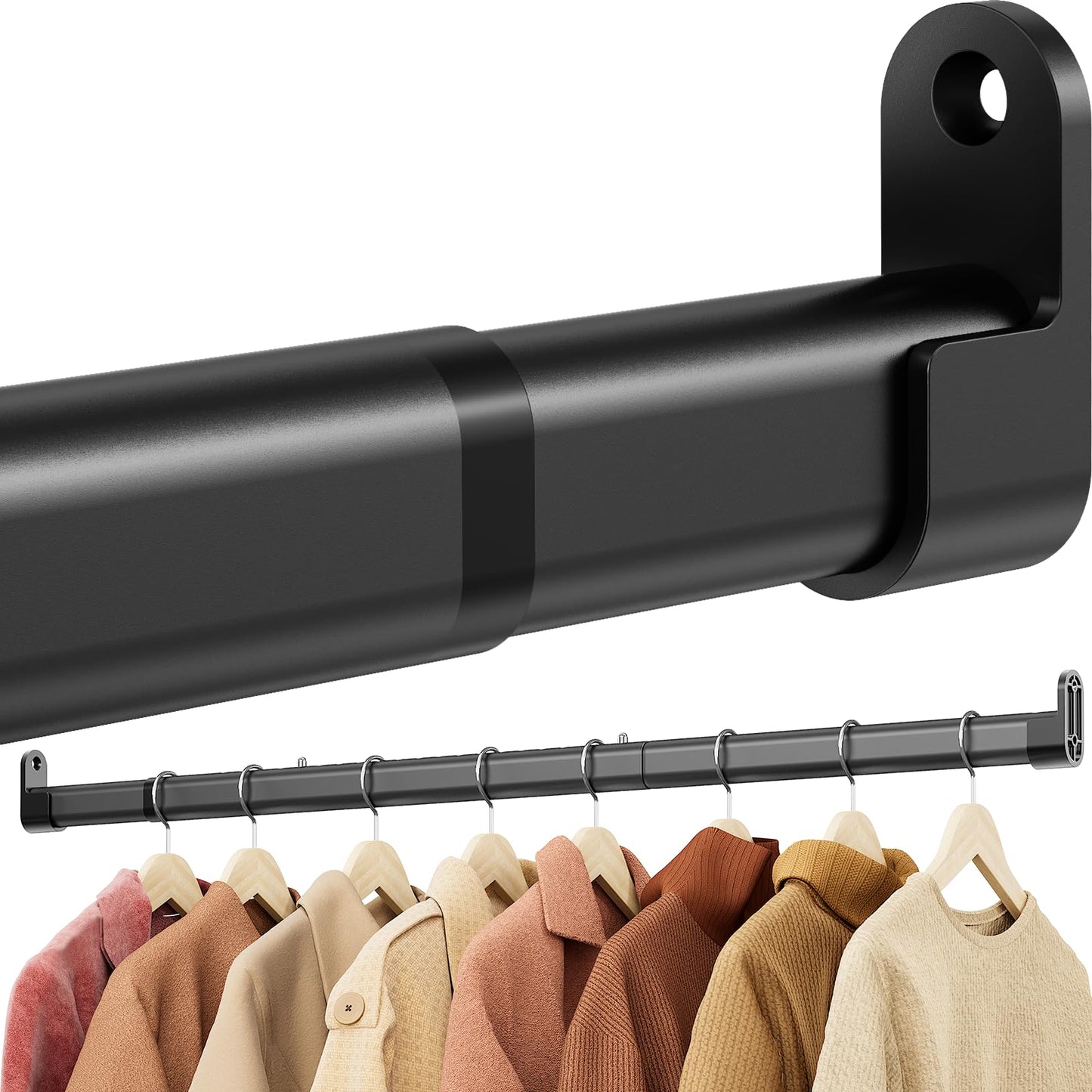 42-161CM Wardrobe Rail, Heavy Duty Wardrobe Rails, Clothes Hanging Pole