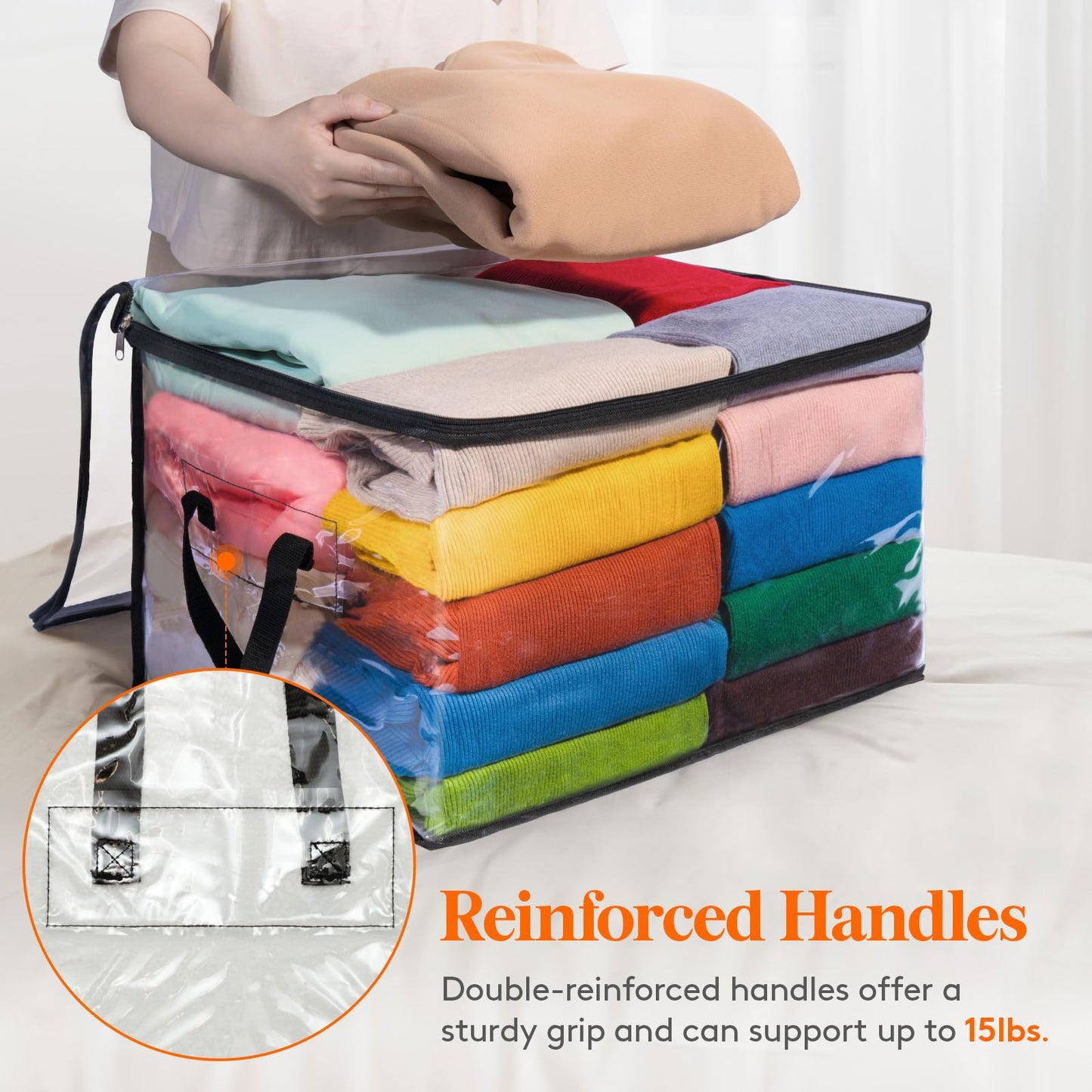 Lifewit 8 Pack Clear Clothes Storage Bags, 60L Plastic Blanket Storage Bags, Vinyl Foldable Moving Bags with Zipper, Closet Organizers and Storage