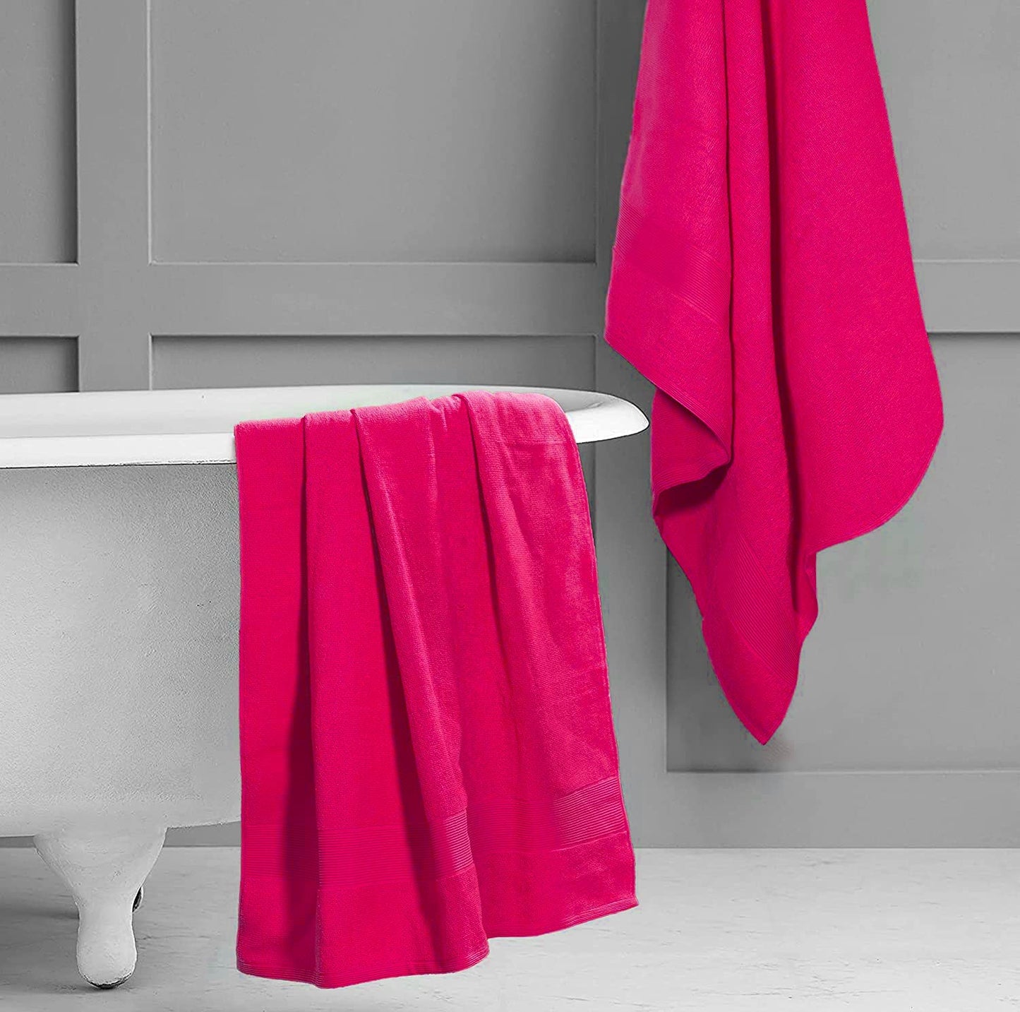 Textile Do Extra Large Super Jumbo Bath Sheet Towel 100% Egyptian Cotton XL Bath Sheets(100 x 200 cm-600 GSM) (Hot Pink)