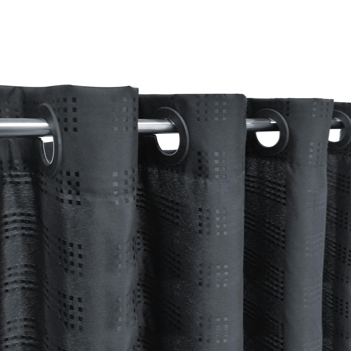 YISURE Black No Hook Extra Long Textured Shower Curtain 180x200cm