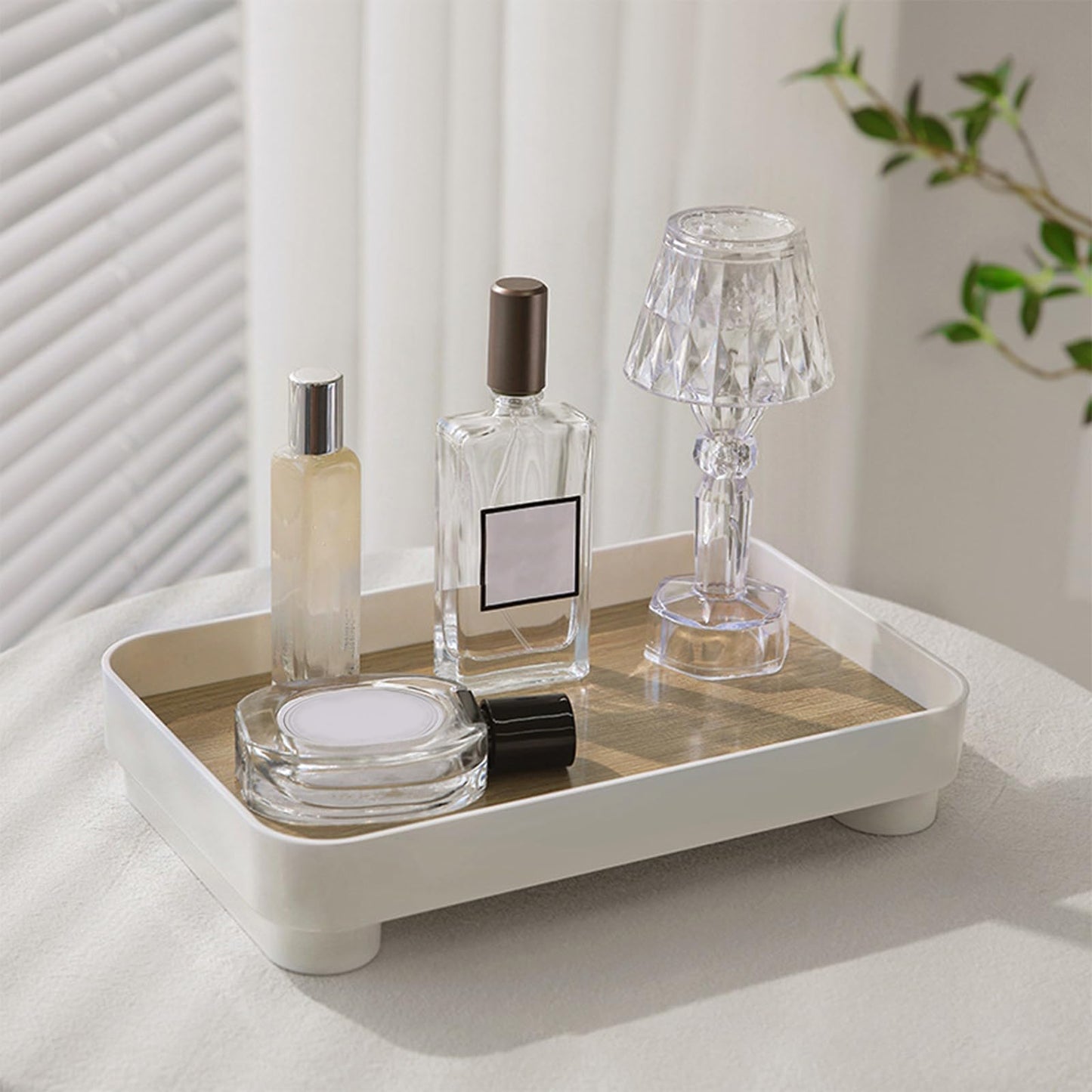 CECOMBINE Vanity Tray, Wooden Bathroom Storage Tray Toilet Tank Holder for Cosmetics Jewellery, Decorative with Base Perfumes, Soaps, Jewelry