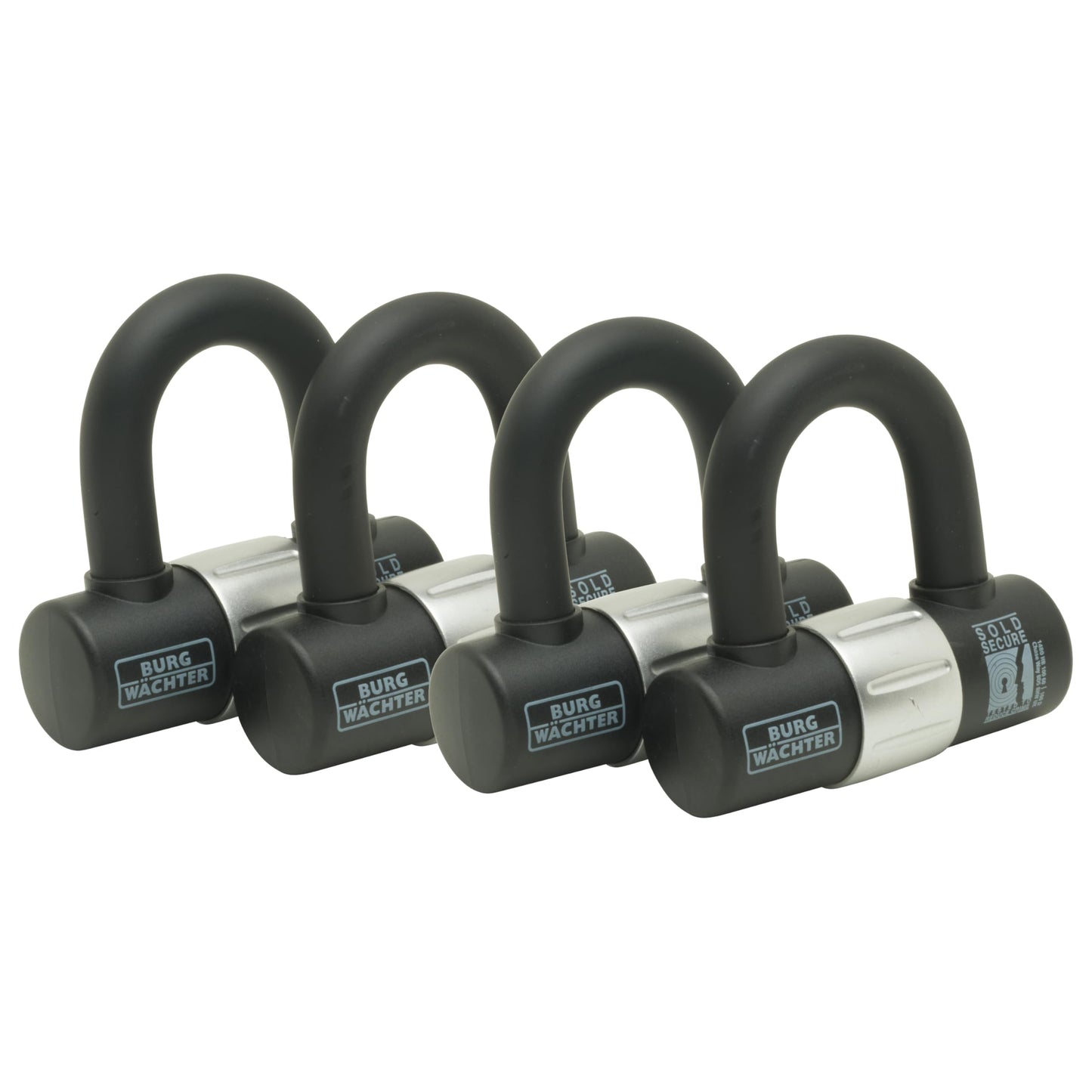 Burg-W?chter 100D Quadra Sold Secure Gold Pack, Black, Quad Keyed Alike U Locks