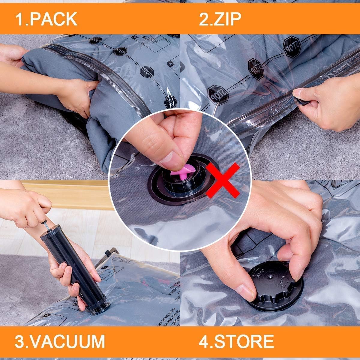 15 Pack Vacuum Storage Bags with Electric Pump (3 Jumbo, 3 Large, 3 Medium, 3 Small, 3 Roll Up), Space Saver Sealer Compression Bags for Blankets