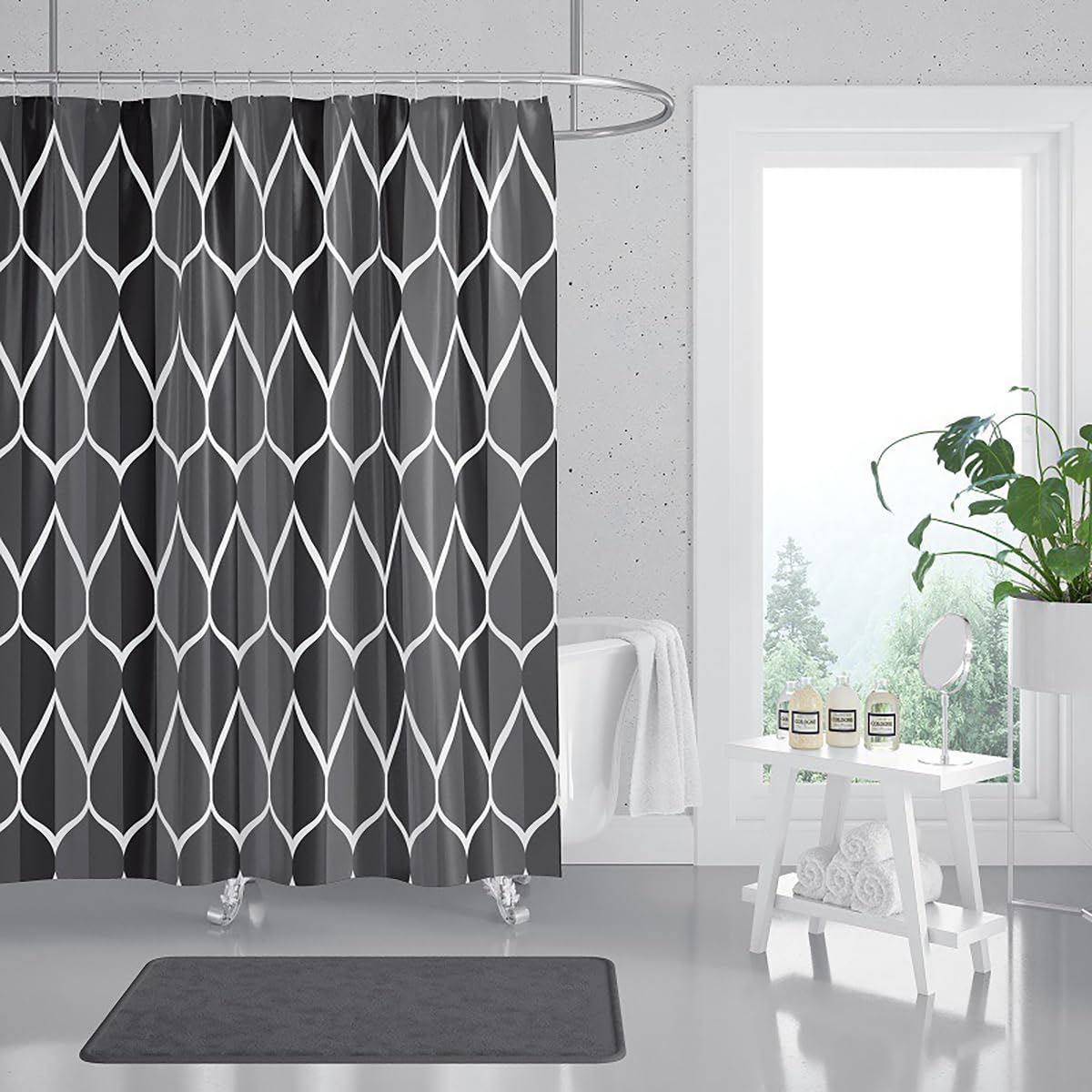 Tennove Shower Curtain 240x200cm Mildew Resistant Waterproof Thick Heavy Duty Polyester Bathroom Shower Curtain Liner Long Washable Decorative Bath