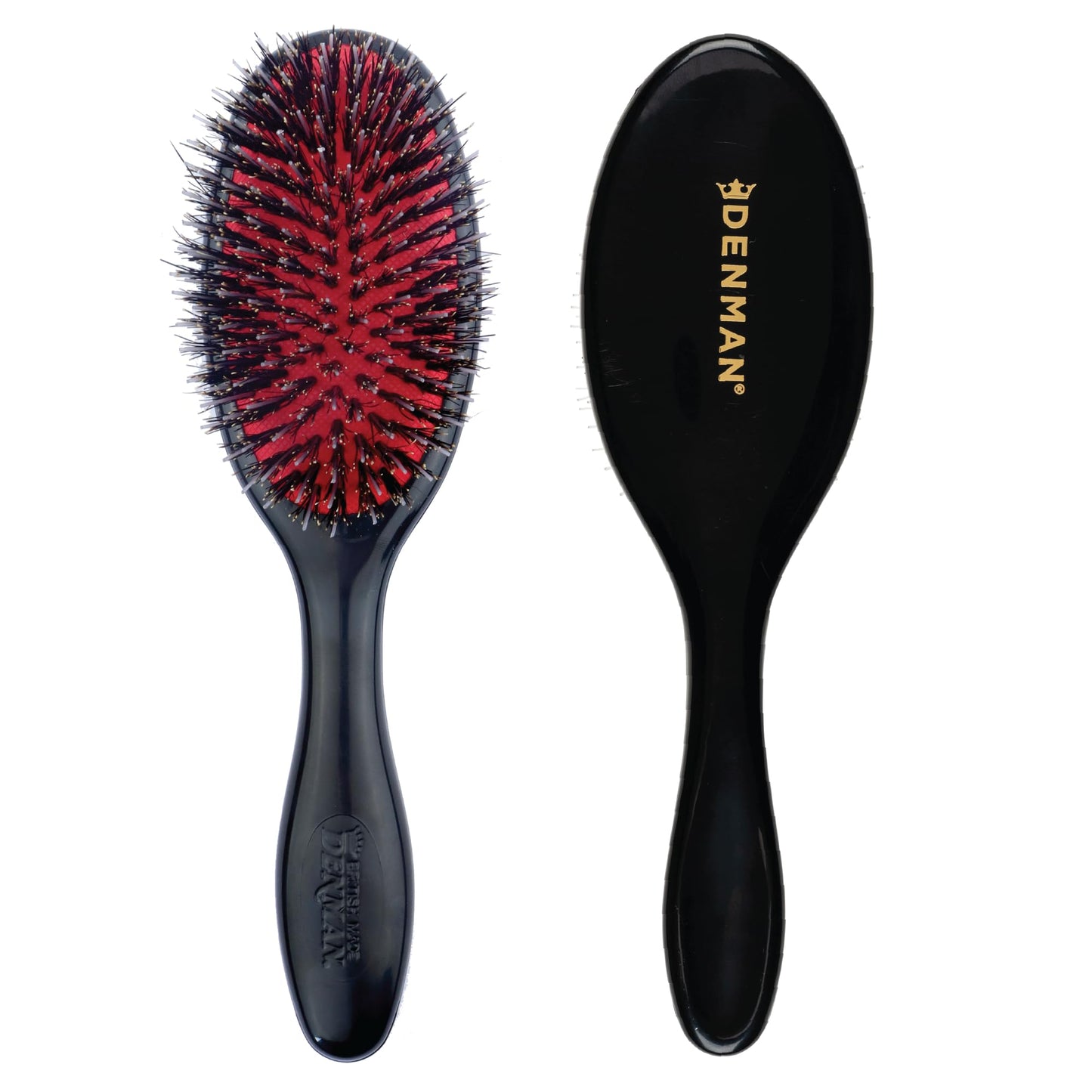 Denman Cushion Hair Brush (Small) with Soft Nylon Quill Boar Bristles - Porcupine Style for Grooming, Detangling, Straightening, Blowdrying and