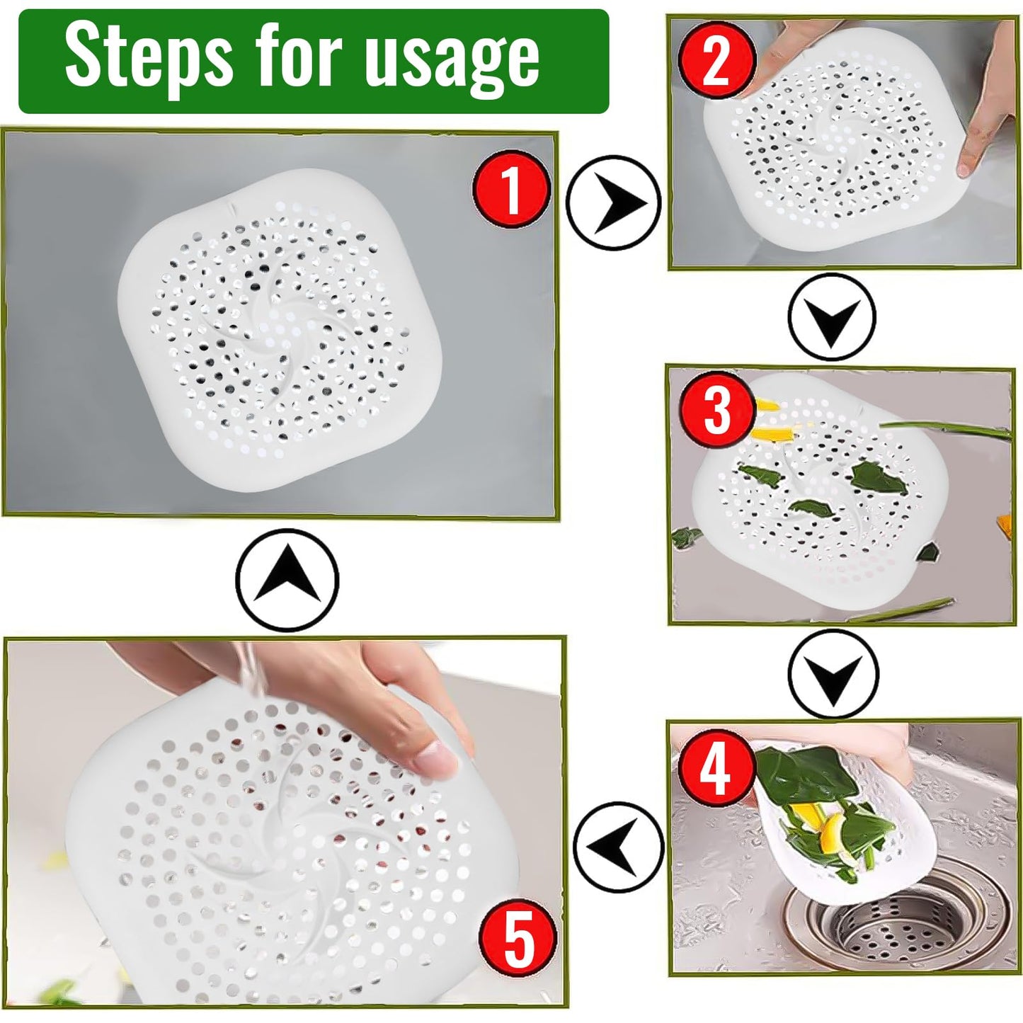 rietegio 4Pcs Silicone Drain Cover Suction Cup Sink Strainer Replacement Sink Strainer Drain Protector Shower Drain Hair Catcher for Bathroom Bathtub
