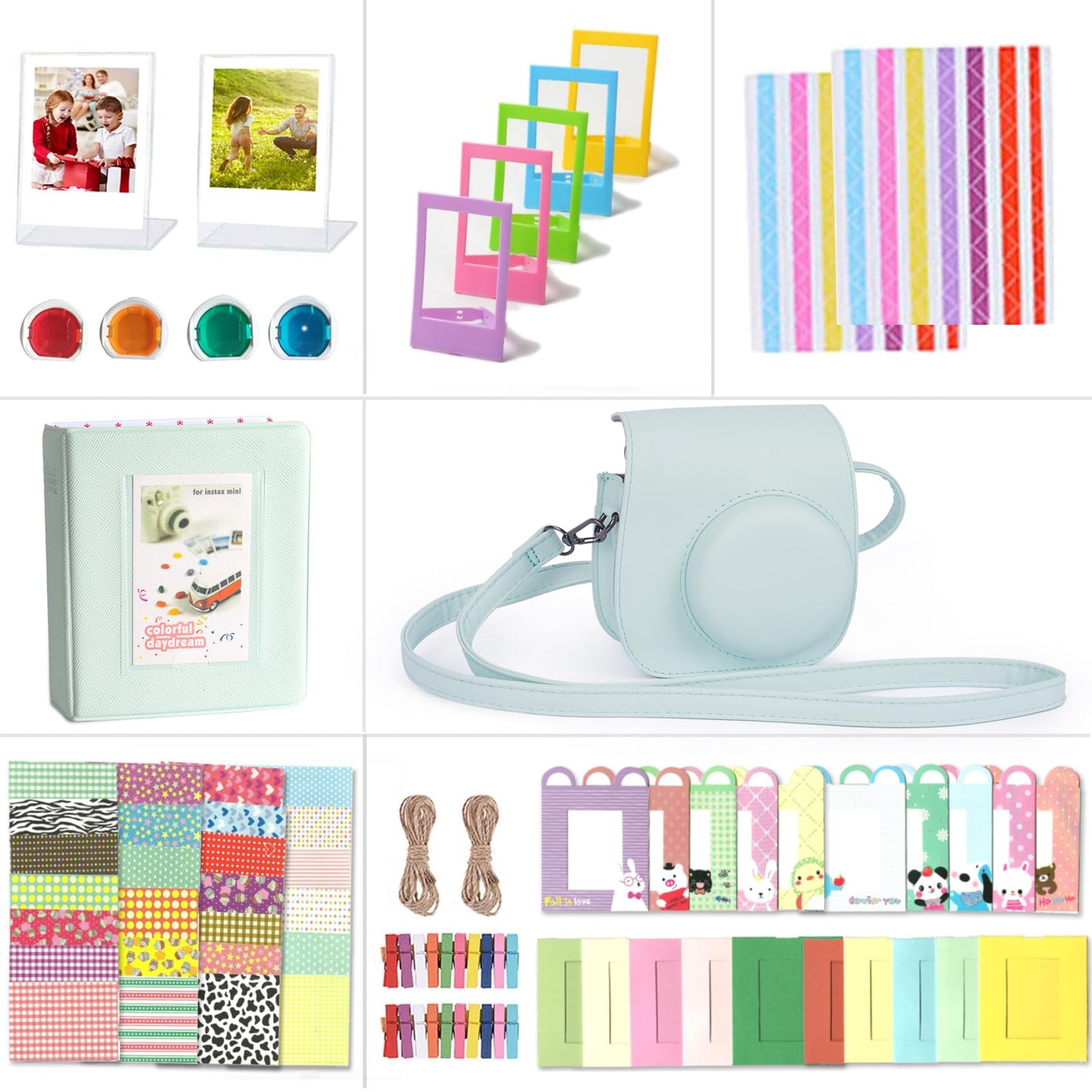 Riosin Instant Mini 12 Accessories Compatible with Fujifilm Instax Mini 12 Camera,Include mini 12 Case,Album,Filters,Wall Hang Frames,Film