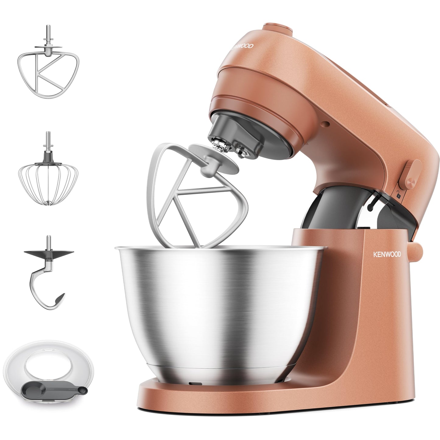 Kenwood Go KZM35.000RD, Stand Mixer with Space-Saving Design, Compact Kitchen Machine with 4L Bowl, 3 Adjustable Tools, Splashguard, 6 Speed, Elegant