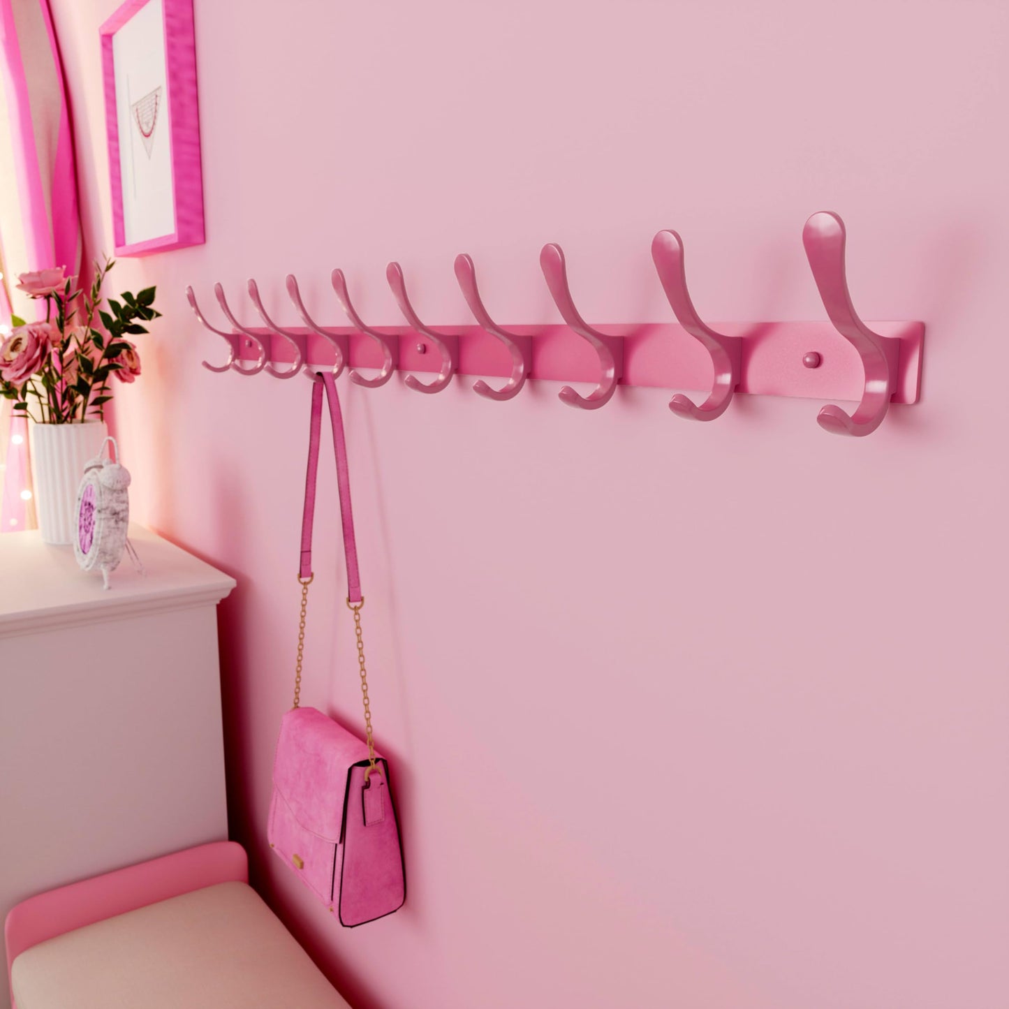 SKOLOO Coat Rack Wall Mounted - 10 Hooks, Pack of 2, Heavy Duty, Stainless Steel, Metal Wall Coat Hanger, Sturdy Wall Hooks for Hanging Coat, Jacket