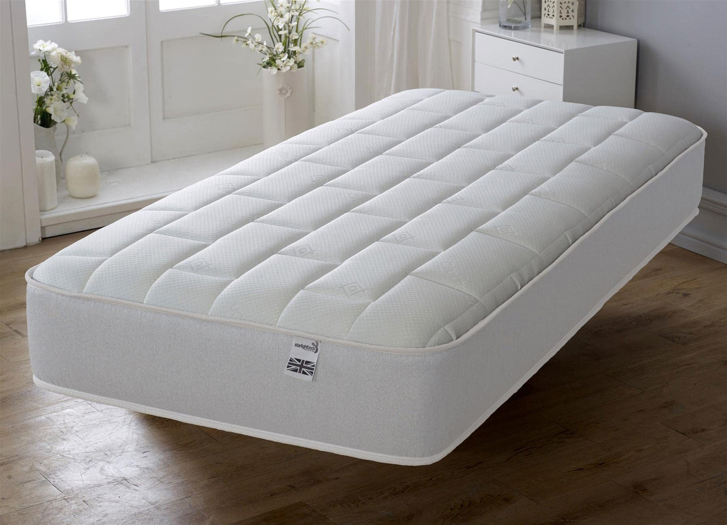 Starlight Beds White Tile Small Single Mattress - 75x190x18cm