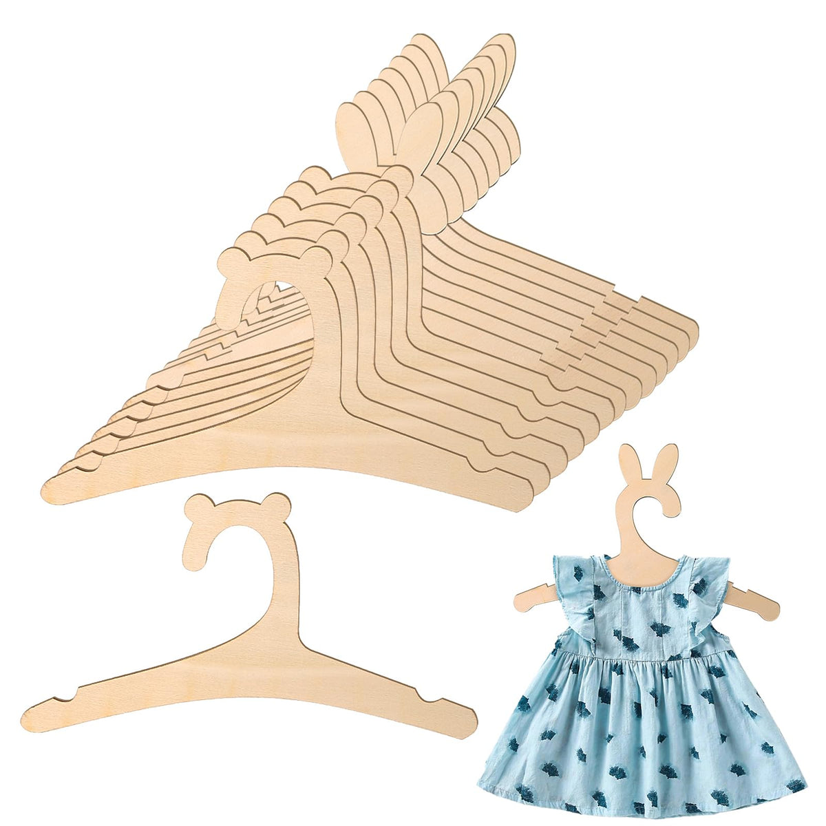 14pcs Decorative Baby Clothes Wooden Hangers, Bear Shaped Baby Hangers
