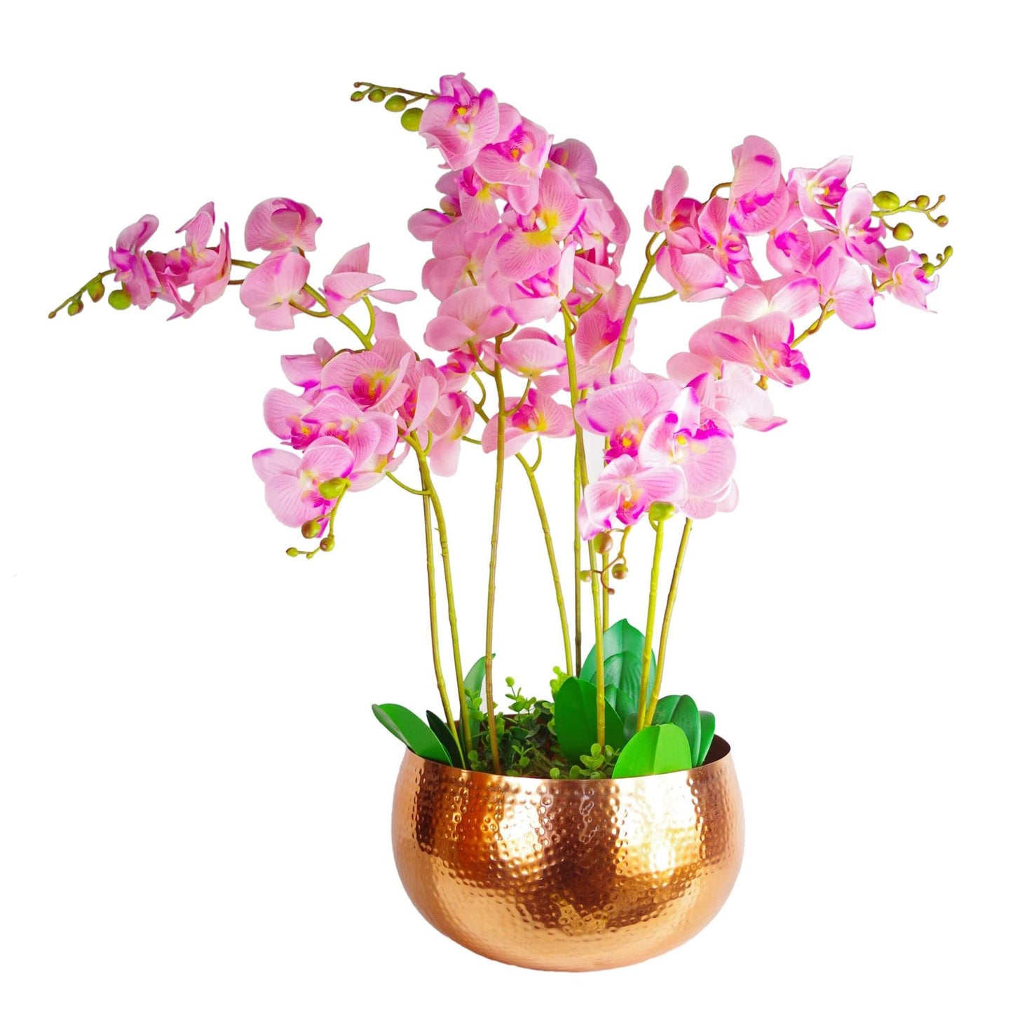 Leaf LEAF-7304 Large Metal Planter 32 x 20cm Hammered Copper Colour-Straight Edge
