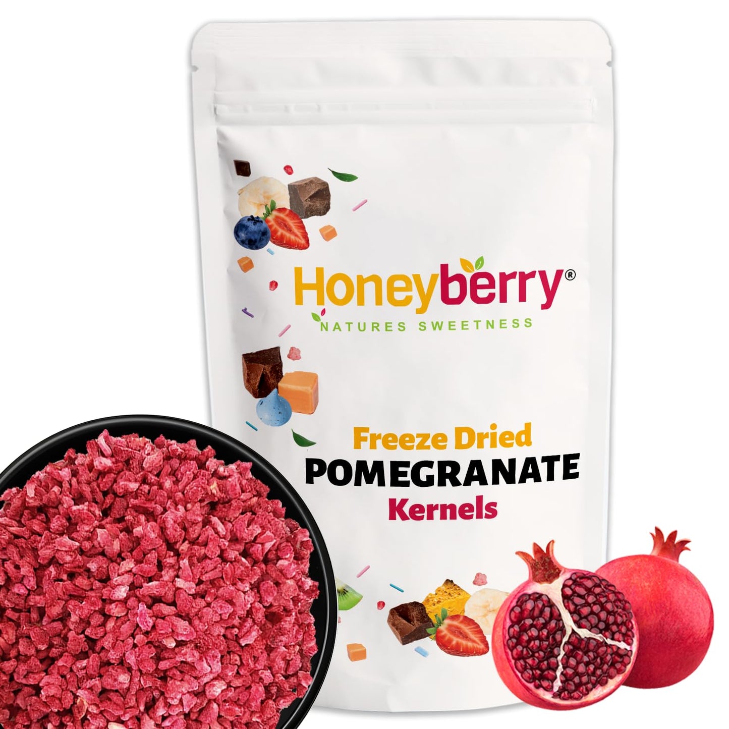 Freeze Dried Pomegranate Kernels 250g - No Added Sugar, 100% Natural, Gluten Free, Vegan Friendly