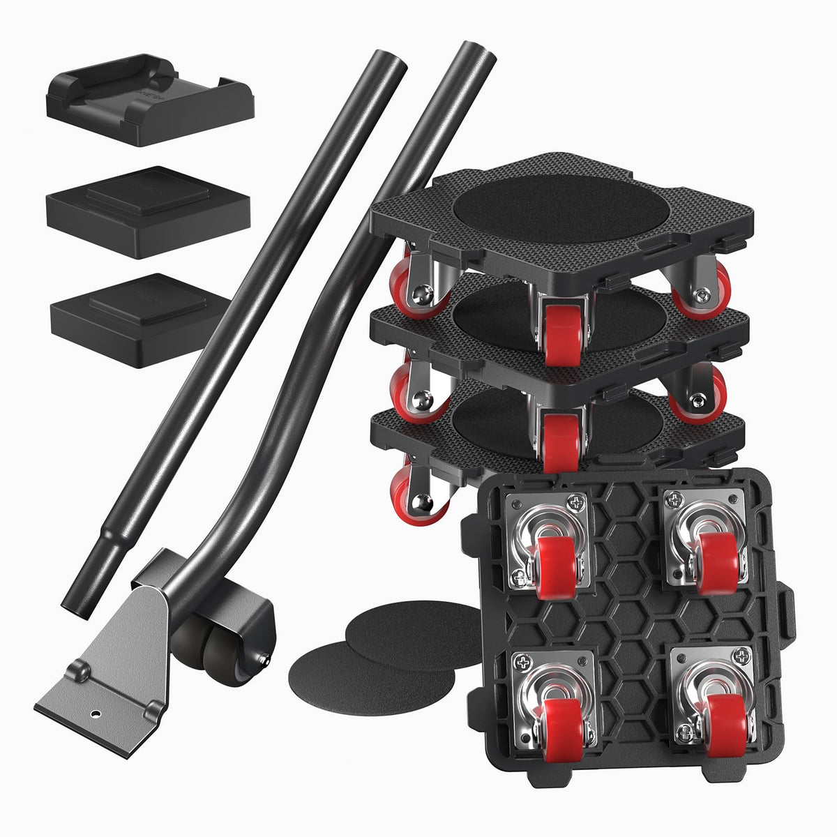 ONEON Furniture Movers with Wheels & Lifter Set, 360? Rotation Wheels Dolly, 660 Lbs / 300 Kg Capacity, for Moving Heavy Furniture, Refrigerator,