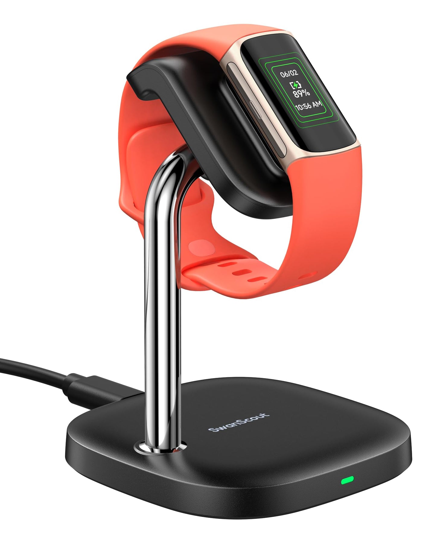 SwanScout Watch Charger Stand for Fitbit Charge 6, Magnetic Fast Charging Dock for Fitbit Charge 6/Charge 5/Luxe, SwanScout 505FC
