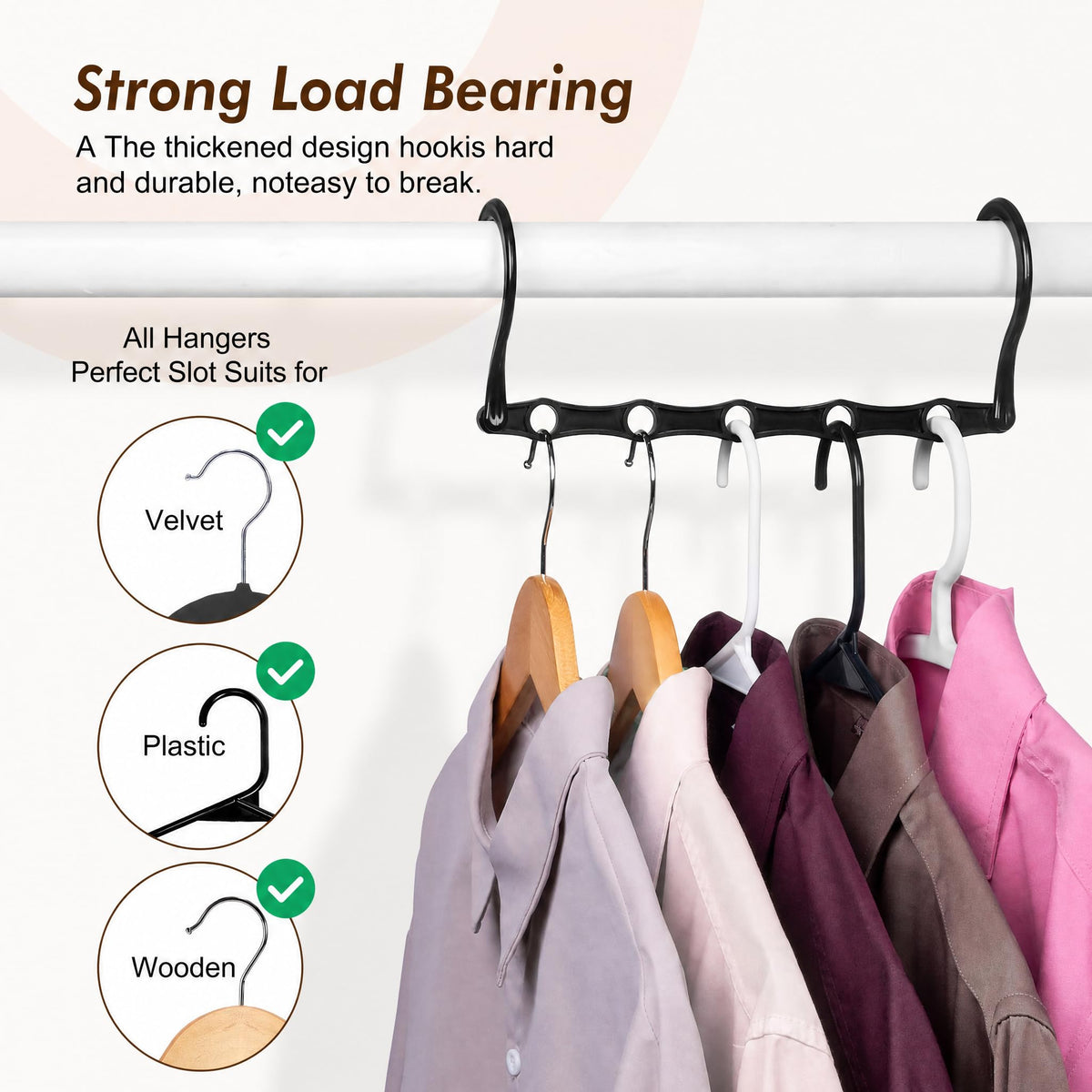 HOUSE DAY Space Saving Hangers 10 Pack, Black Magic Hanger Hooks