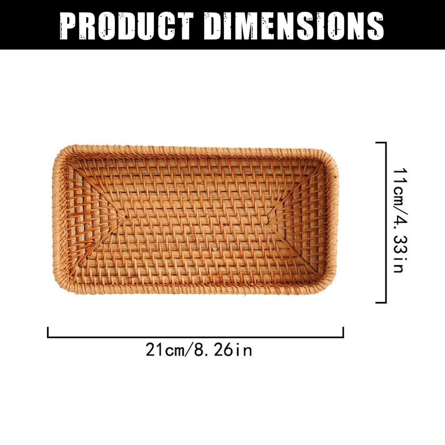 Shallow Rattan Wicker Tray for Keys, Perfume and Decor