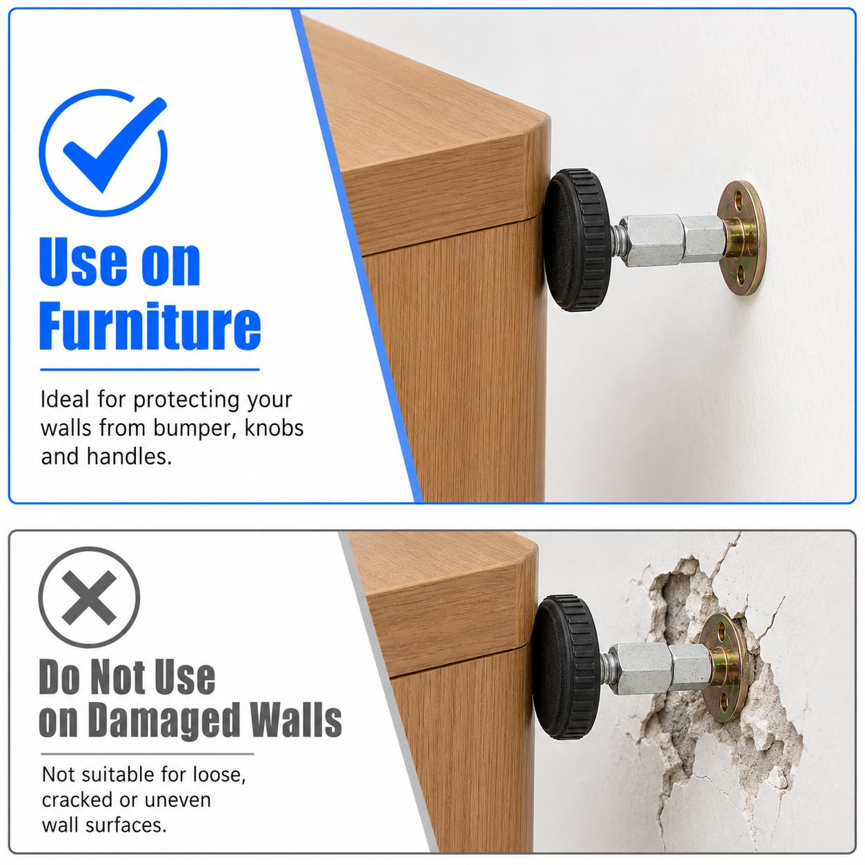 SHUIYUE 4 Pack Headboard Wall Protectors, 26-80mm Adjustable