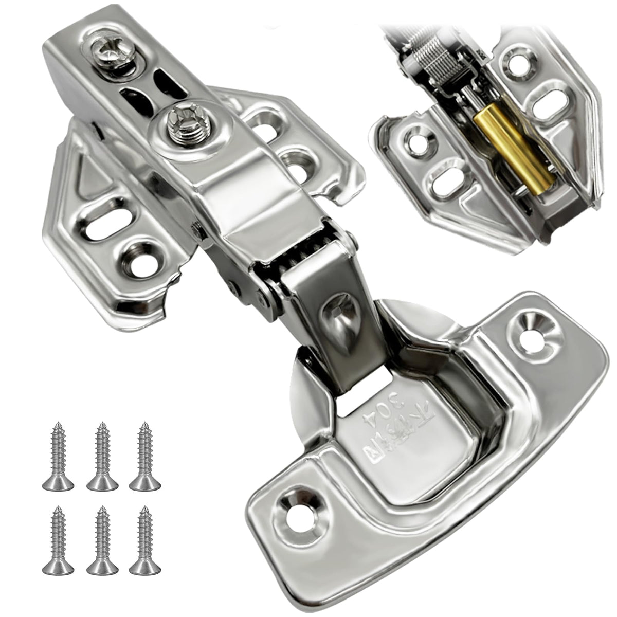 12-Piece Soft Close Cabinet Hinges - Full Overlay Concealed Hinges for Kitchen Cupboards, Wardrobe & Furniture (Bathroom Bedroom Dining Room),