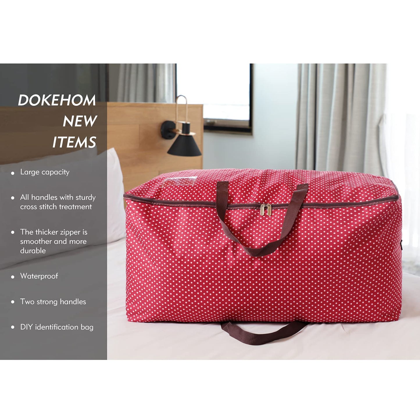 DOKEHOM 3-Pack 105L Large Storage Bag, Underbed Clothes Organizer, Red
