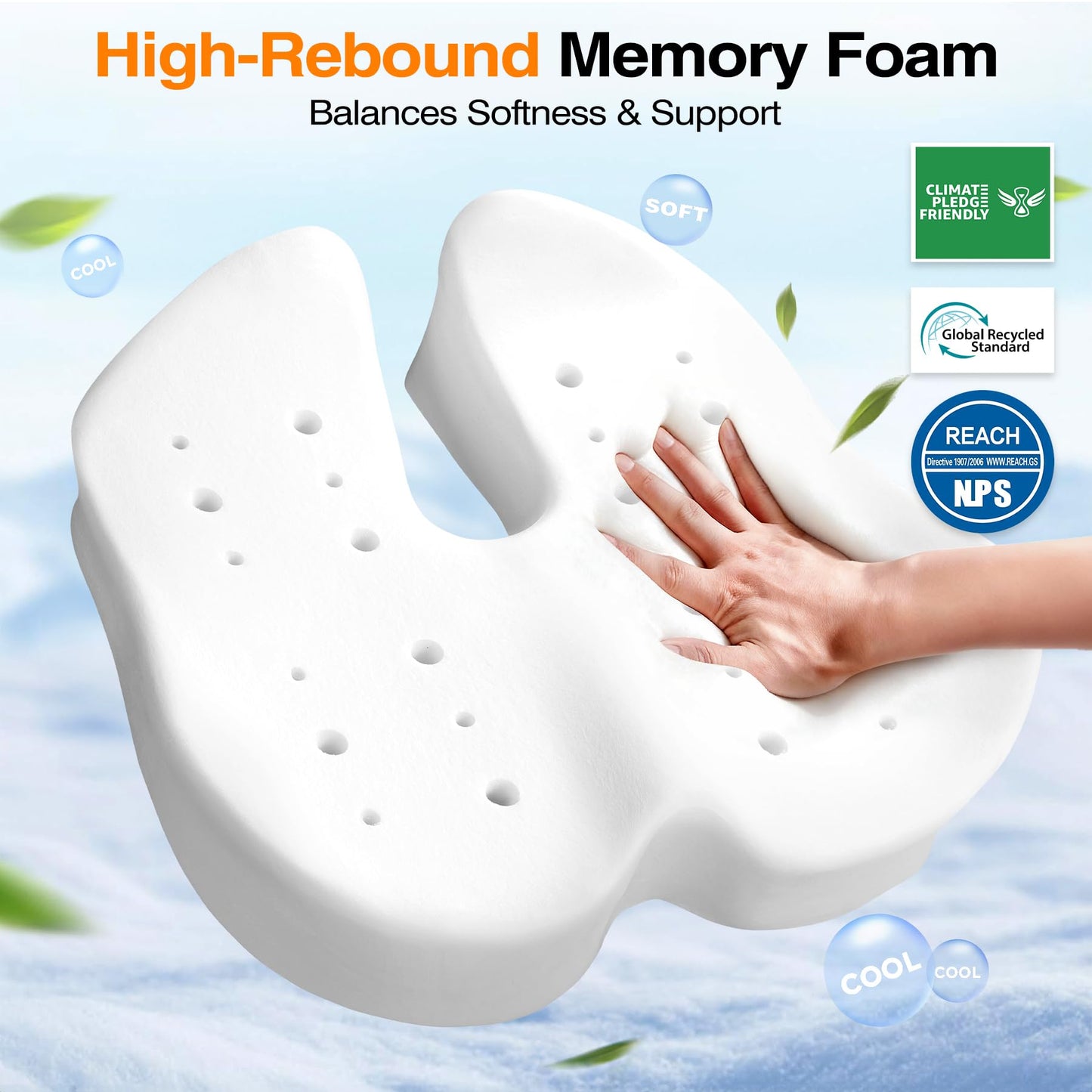 Ophy Office Chair Cushion with Enhanced Comfort for Long Hours Sitting, Ergonomic Seat Pad for Home and Car Use