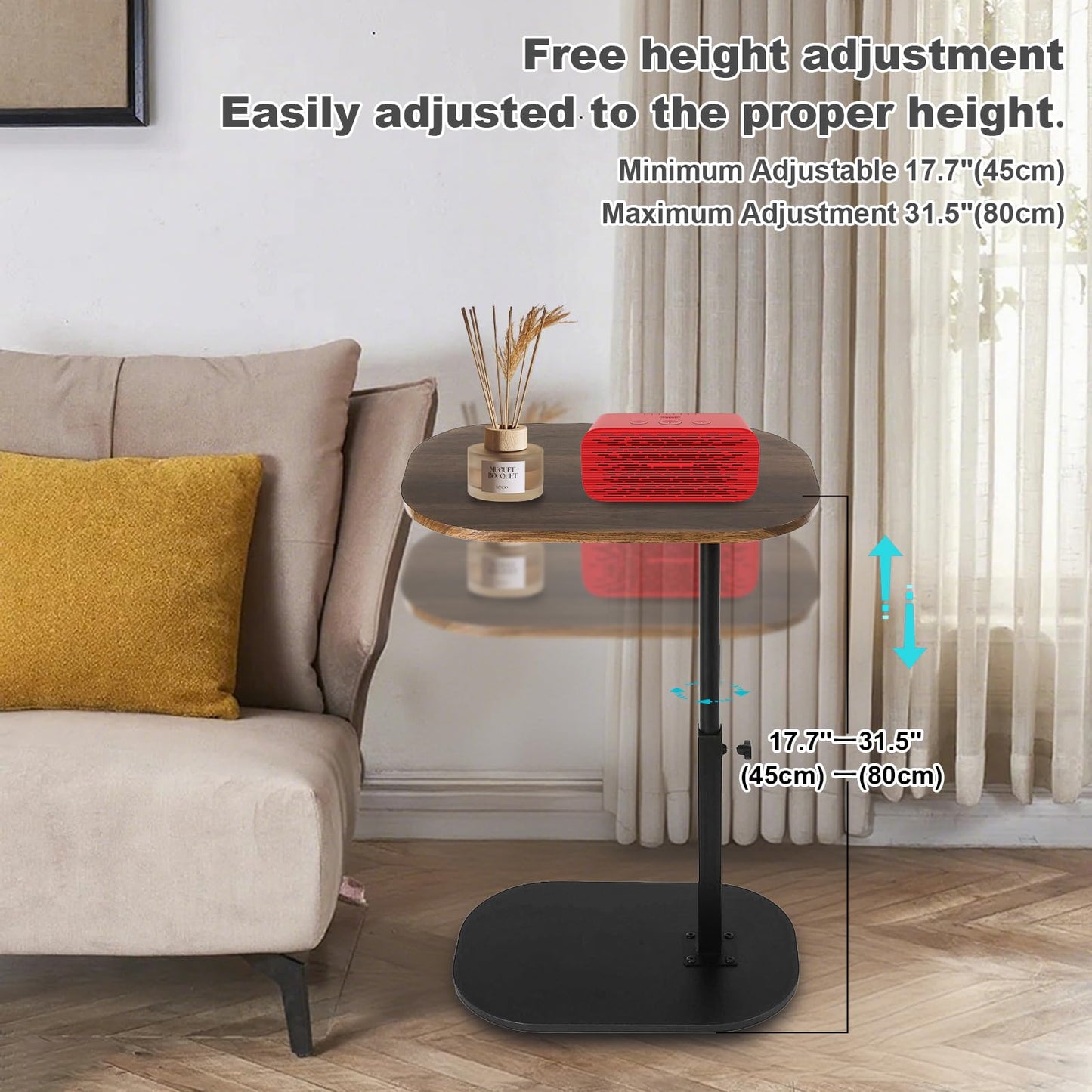 YYW Side Table TV Tray For Couch, Height Adjustable